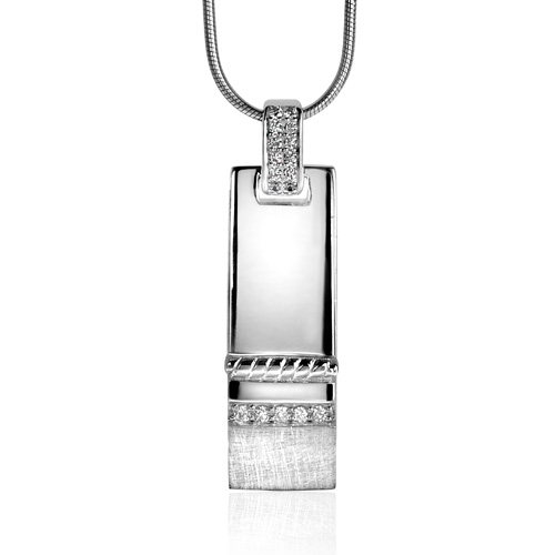 Mart Visser by ZINZI zilveren hanger wit MVH6 (zonder collier)