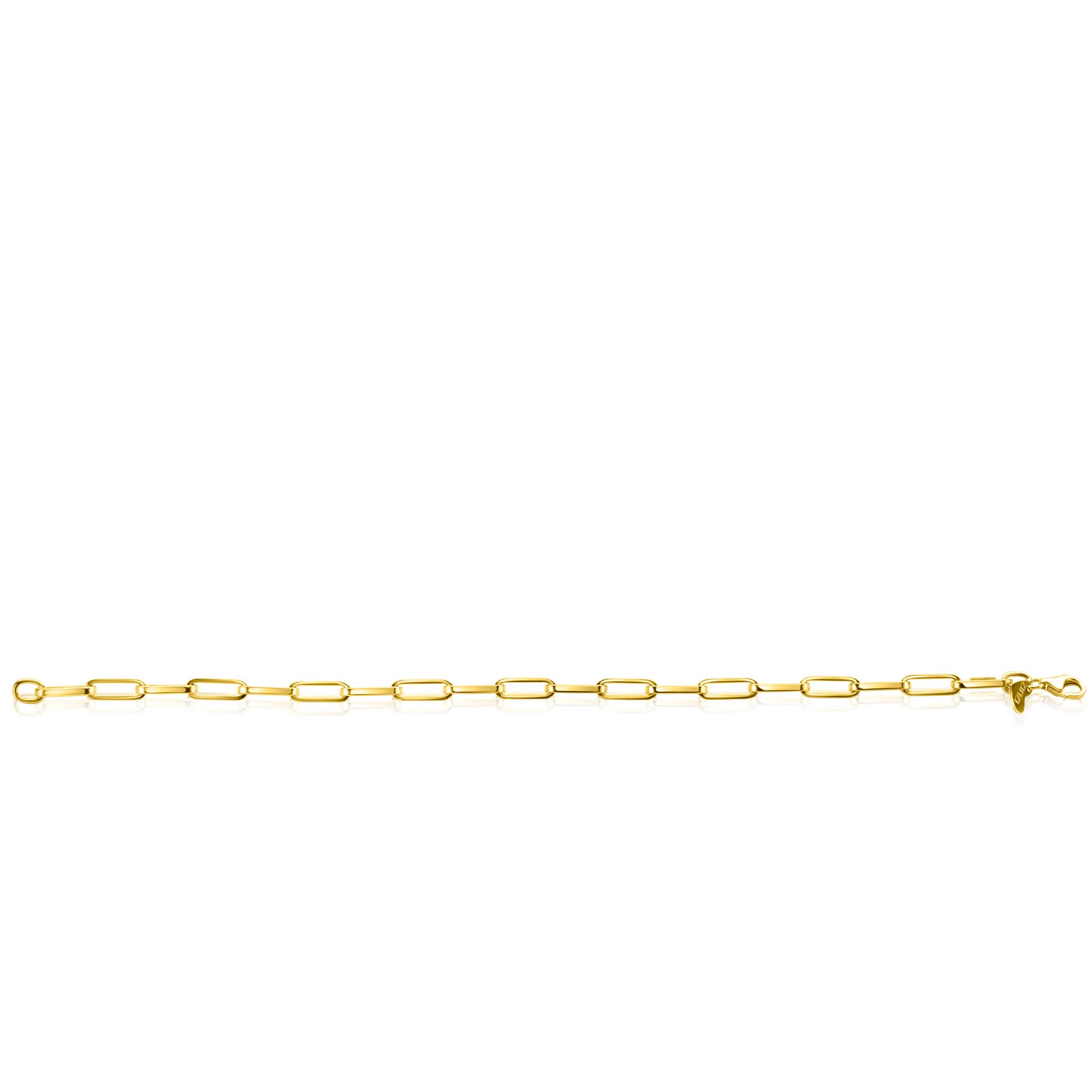 ZINZI Gold 14 krt gouden armband met trendy paperclip/closed for ever schakels 4mm breed, lengte 19cm ZGA347