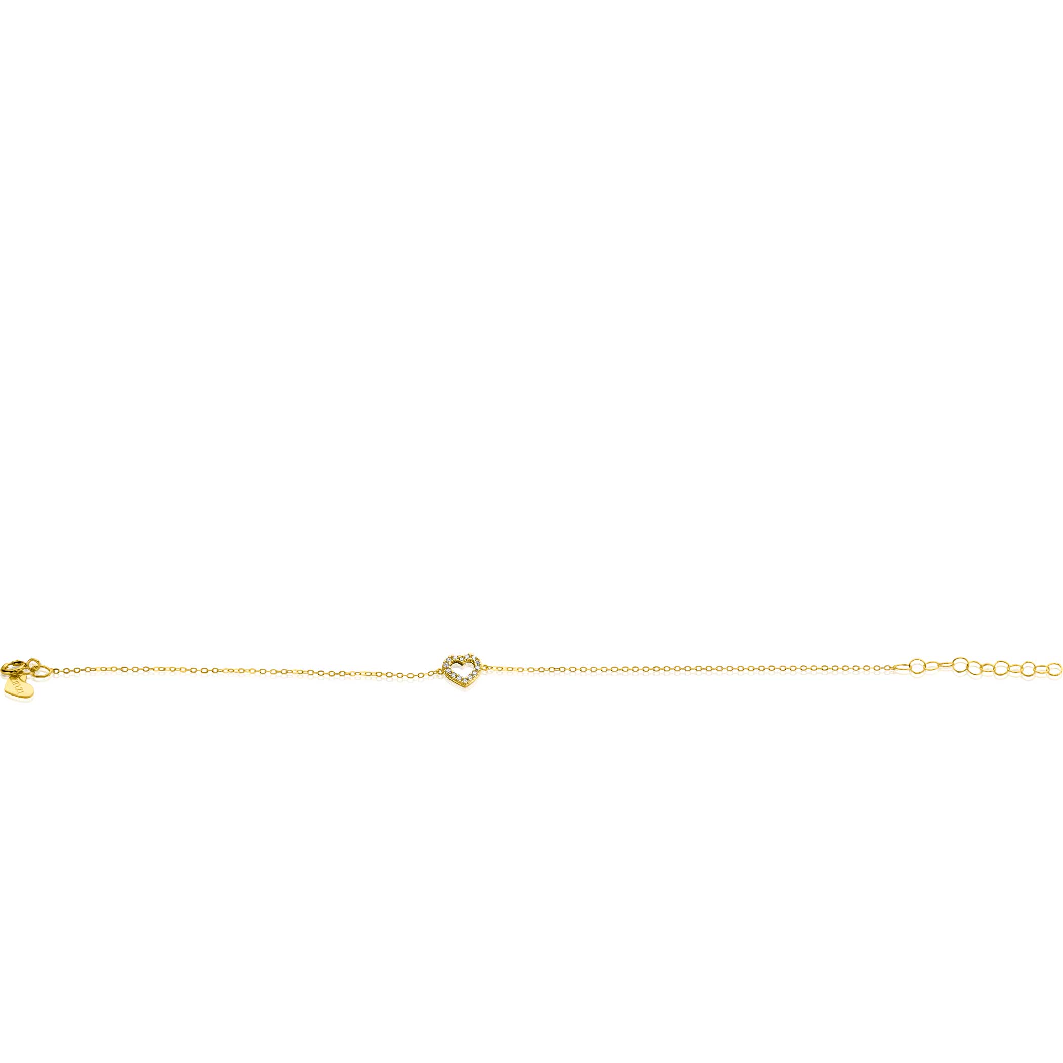 ZINZI Gold 14 krt gouden armband met sierlijk open hartje (7mm), bezet met witte zirconia's 16,5-19,5cm ZGA450
