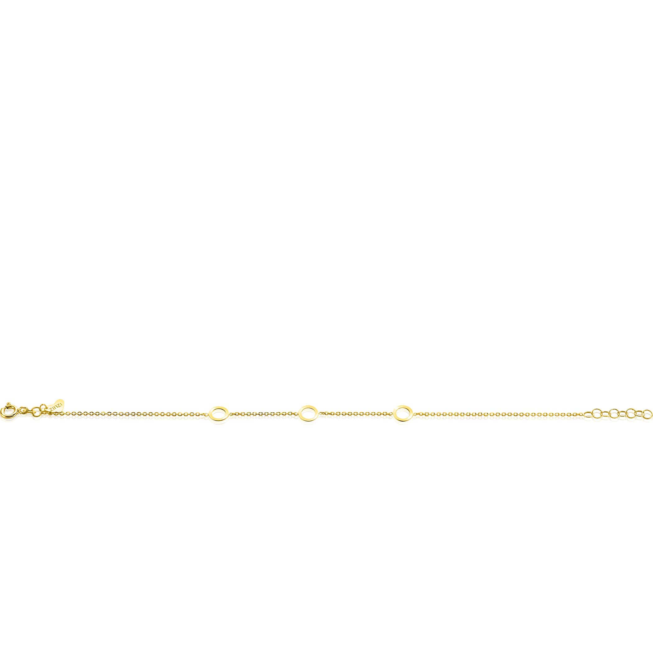 ZINZI Gold 14 krt gouden armband met subtiele jasseron schakels en drie open rondjes 6,5mm breed 18-20cm ZGA445
