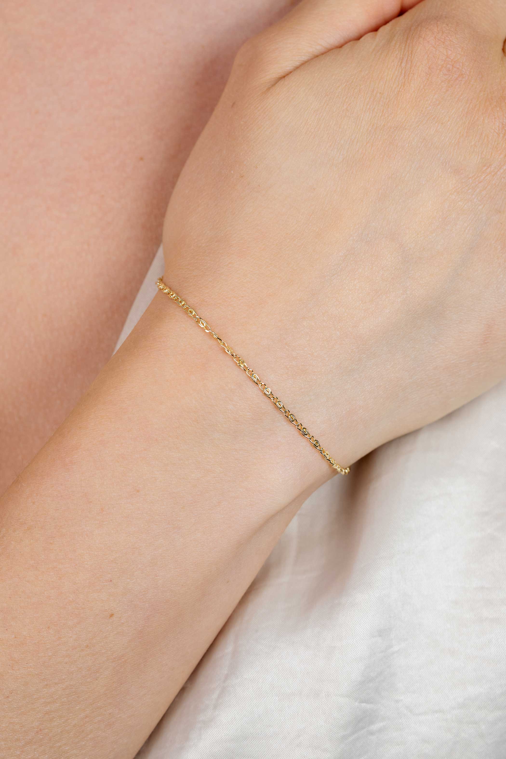 ZINZI Gold 14 karaat gouden fantasie schakel-armband 1,6mm breed ZGA295