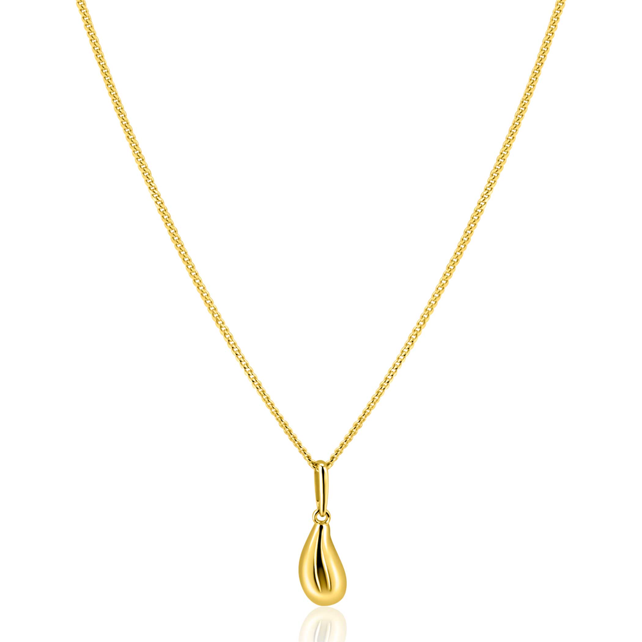 15mm ZINZI Gold 14 krt gouden hanger met organische druppelvorm ZGH558 (zonder collier)
