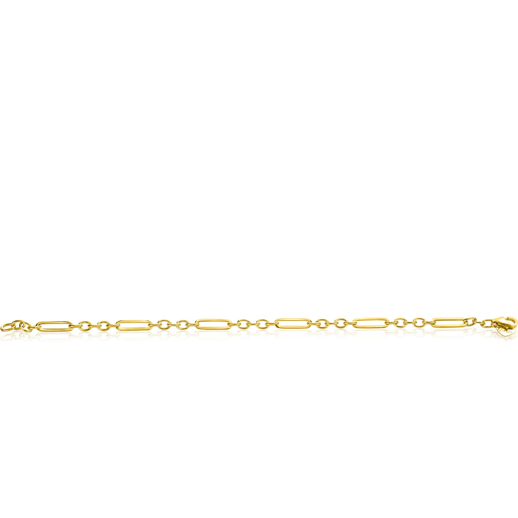 ZINZI Gold 14 karaat gouden armband met trendy paperclip-schakel en ovale schakels van 4mm breed. lengte 19cm ZGA473