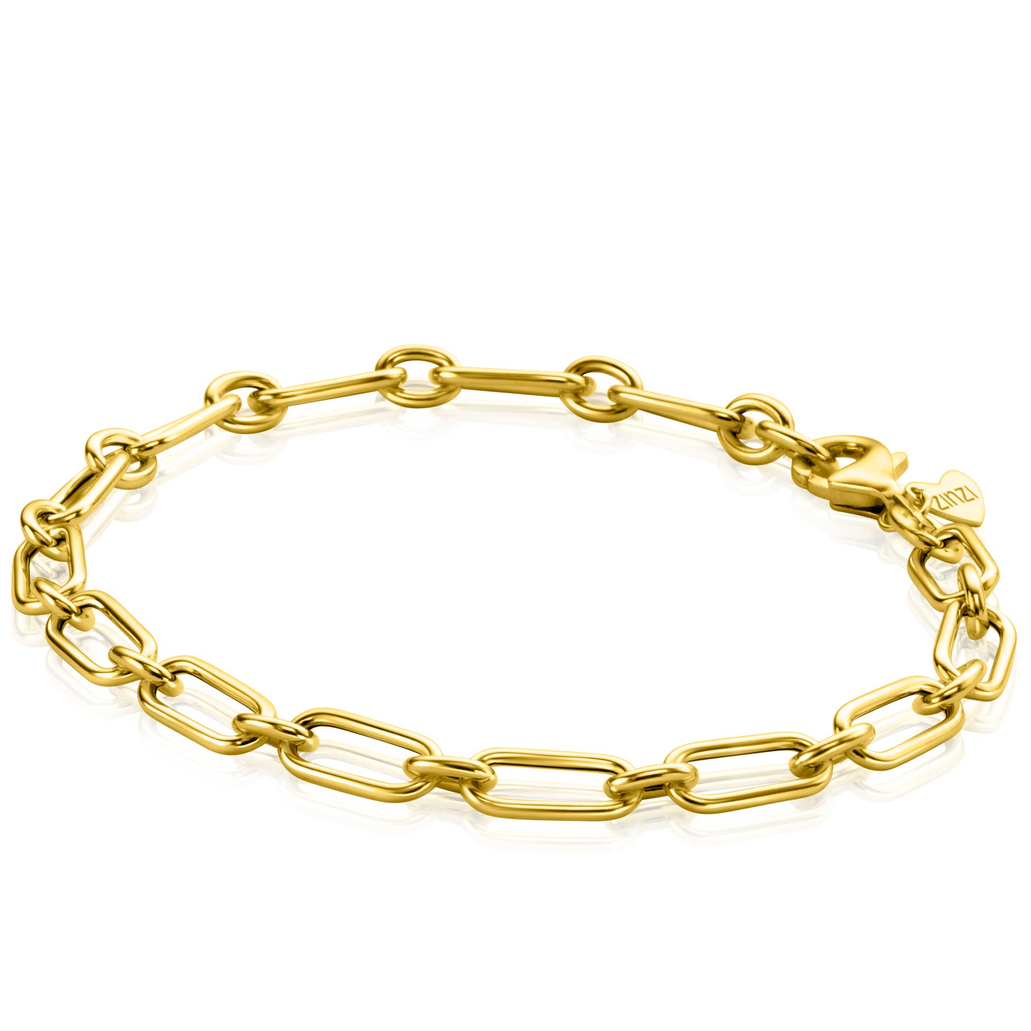 Onweersbui Competitief alliantie ZINZI Gold 14 krt gouden armband met brede fantasie schakels van 5mm breed,  lengte 19cm ZGA354