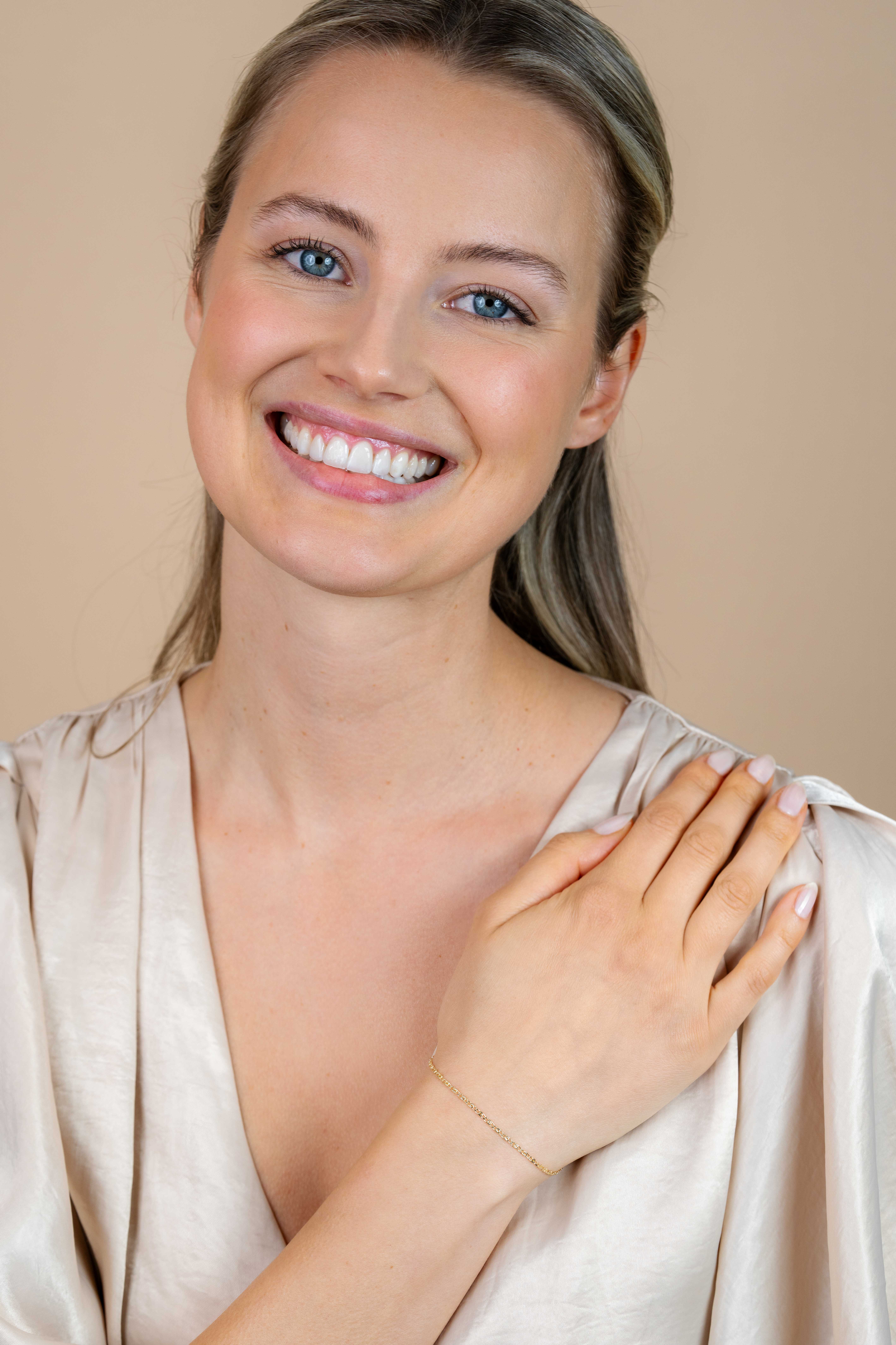 ZINZI Gold 14 karaat gouden fantasie schakel-armband 1,6mm breed ZGA295