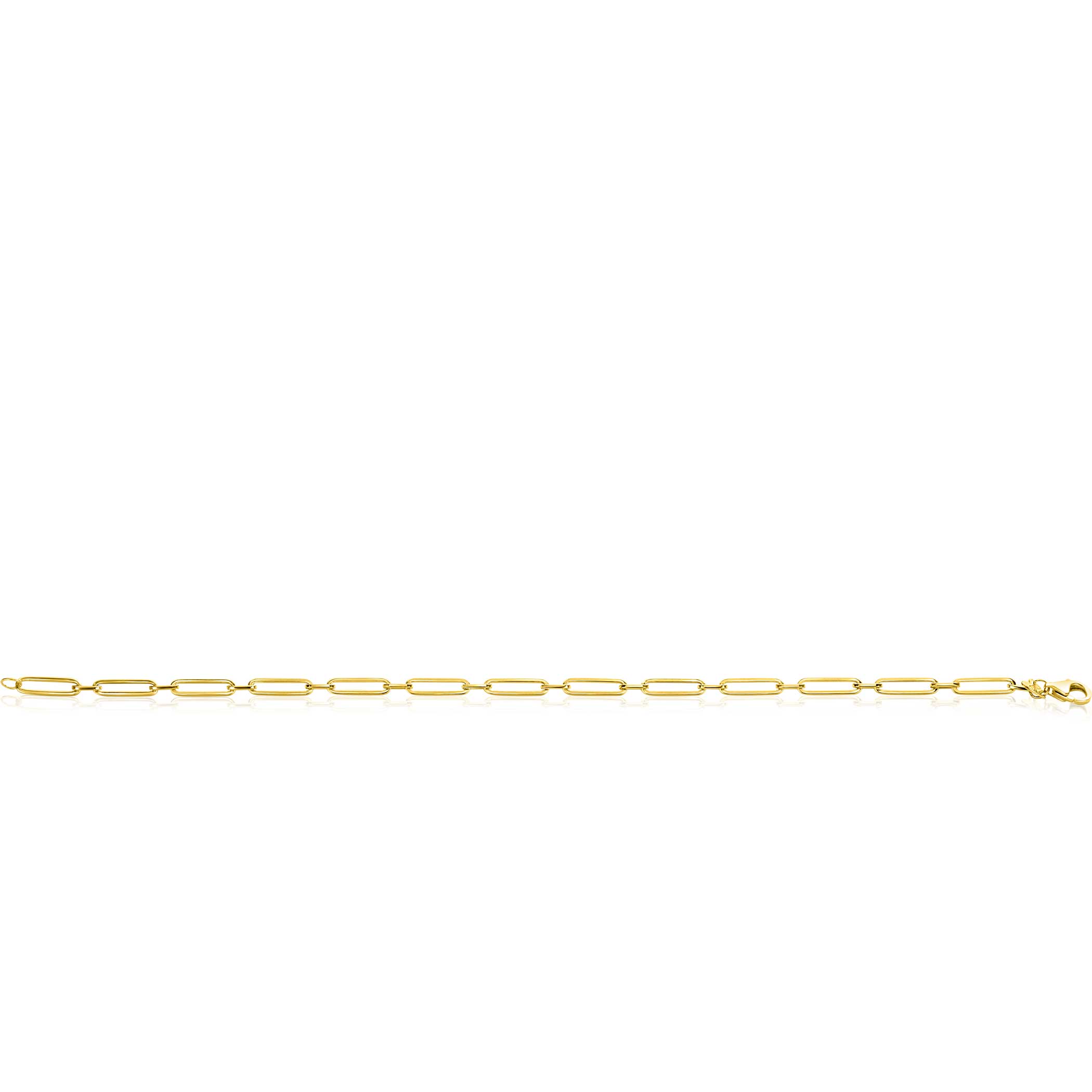 ZINZI Gold 14 krt gouden armband met trendy paperclip/closed for ever schakels met tussenoog 3mm breed, lengte 19cm ZGA470