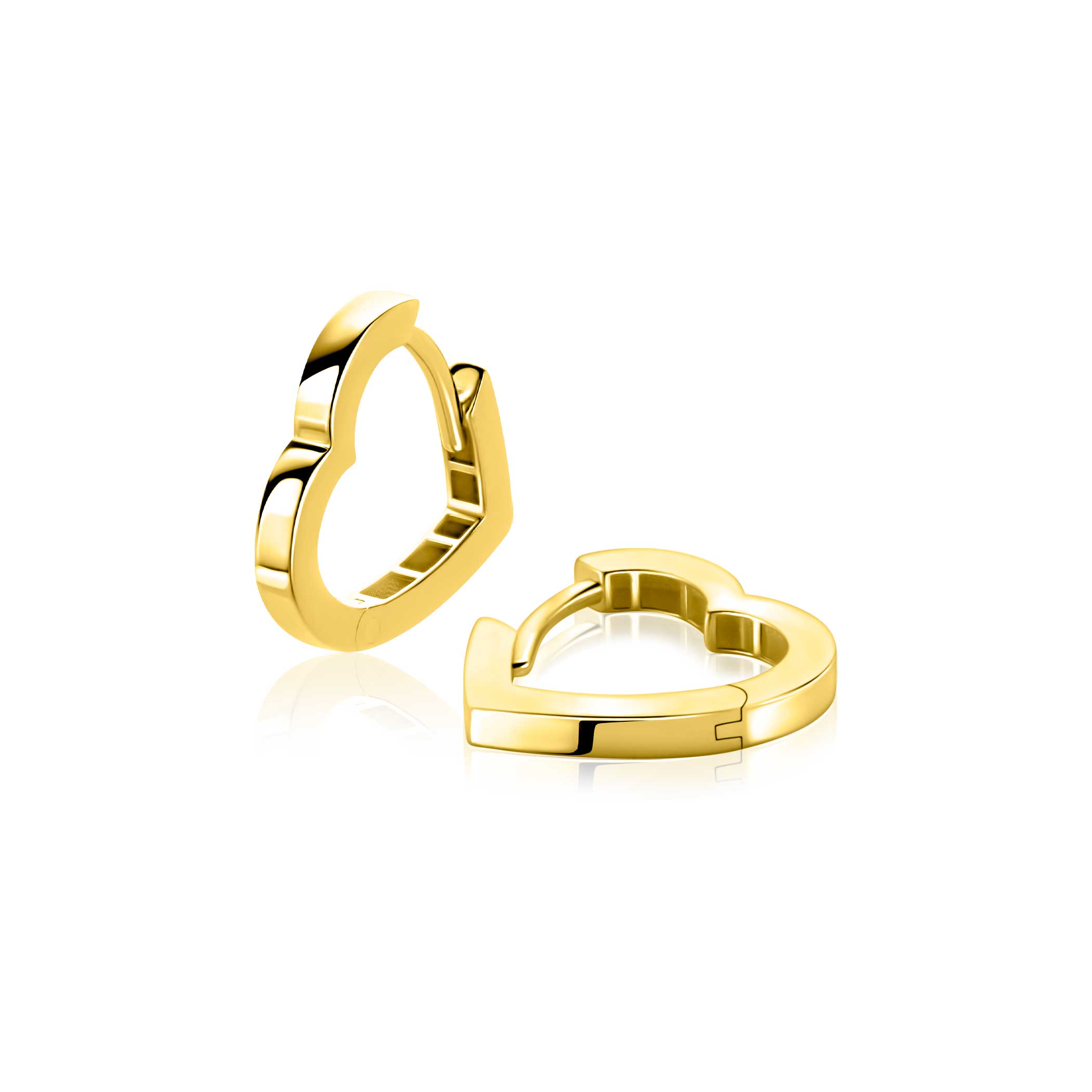 15mm ZINZI Gold 14 krt gouden oorringen in hartvorm met luxe klapsluiting 2mm vierkante buis ZGO574
