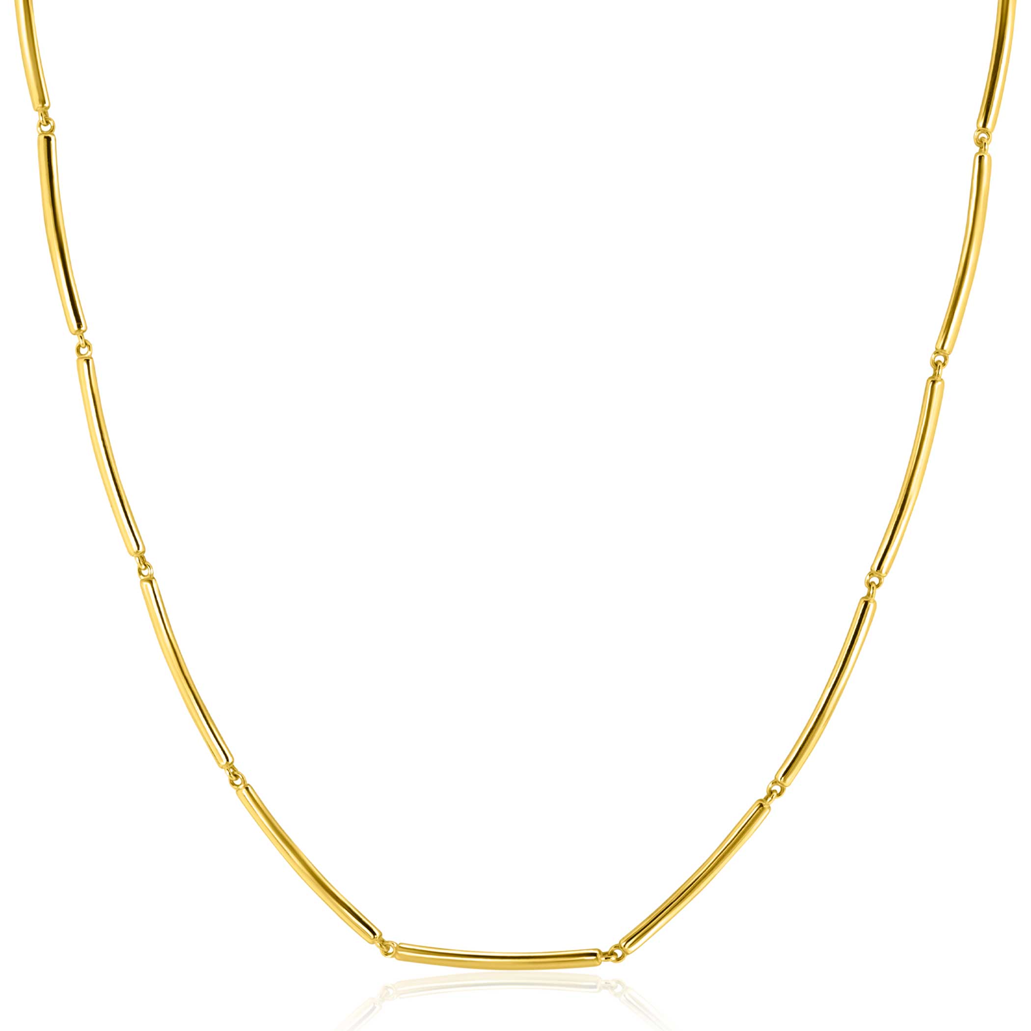 ZINZI Gold 14 krt gouden ketting met langwerpige glanzende staafjes 1,6mm breed 40-43cm ZGC461
