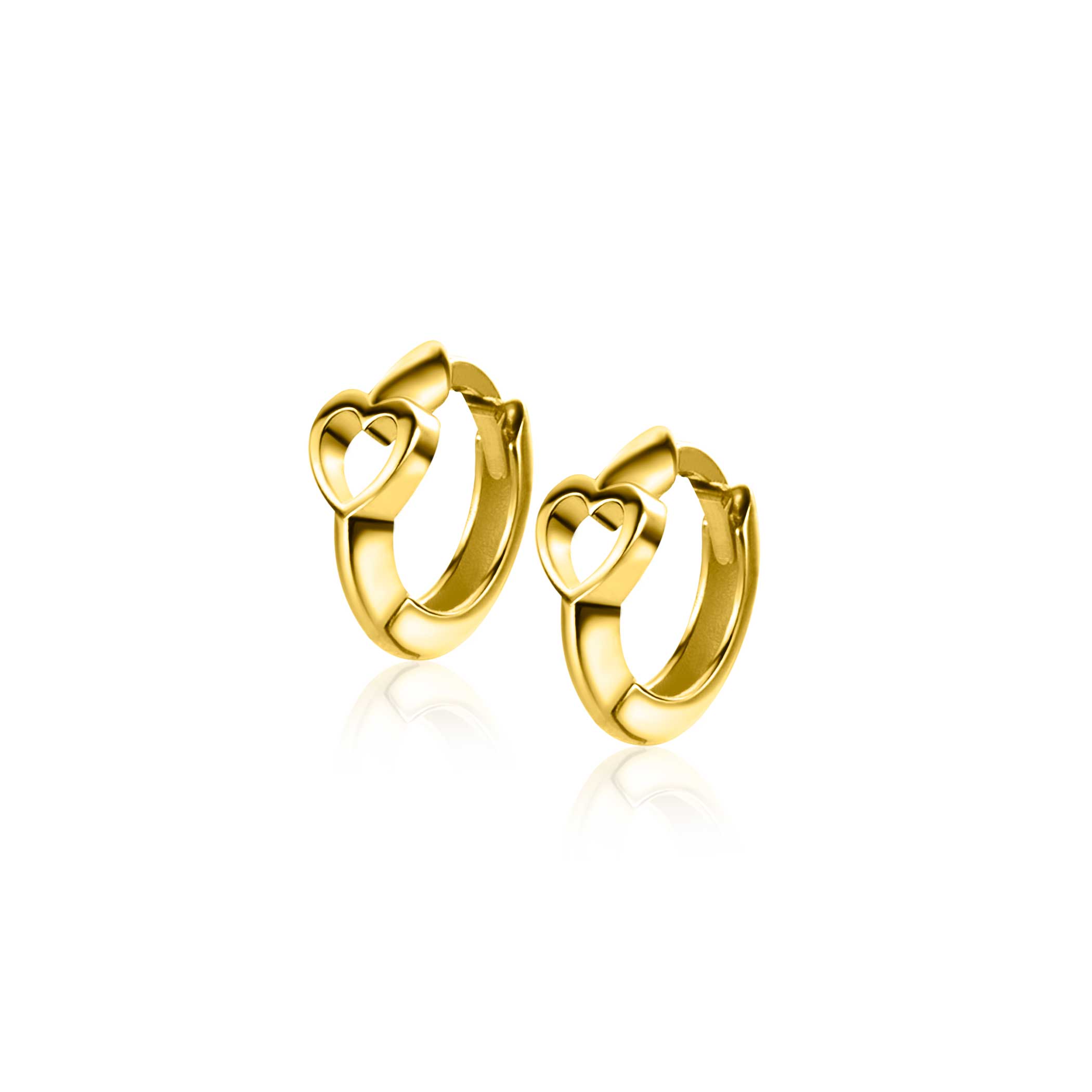 10mm ZINZI Gold 14 krt gouden oorringen met open harten, luxe klapsluiting 10 x 1,6mm ZGO449
