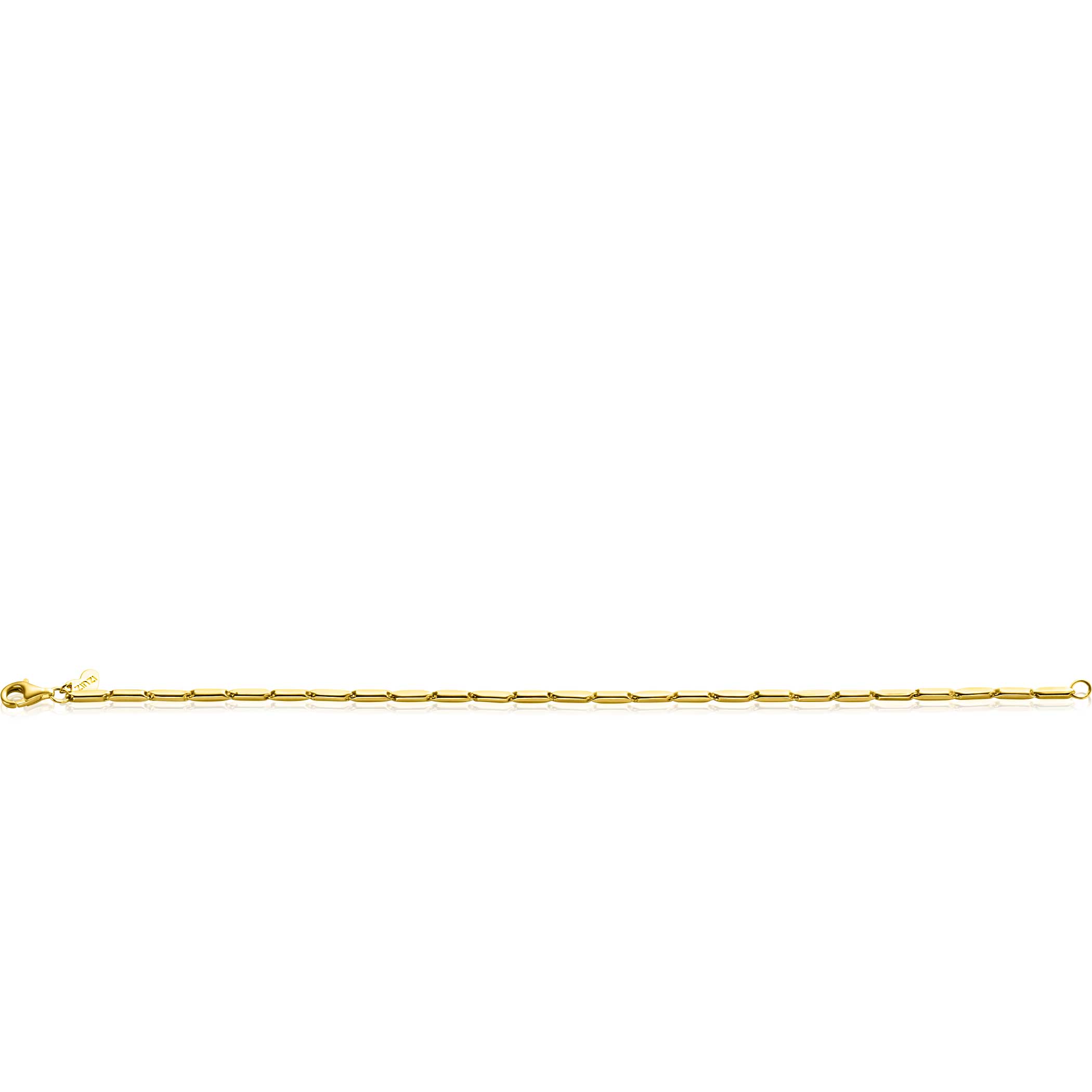 ZINZI Gold 14 krt gouden armband met stoere rechthoekige staafjes (2mm breed) met vierkante buis 18cm ZGA452
