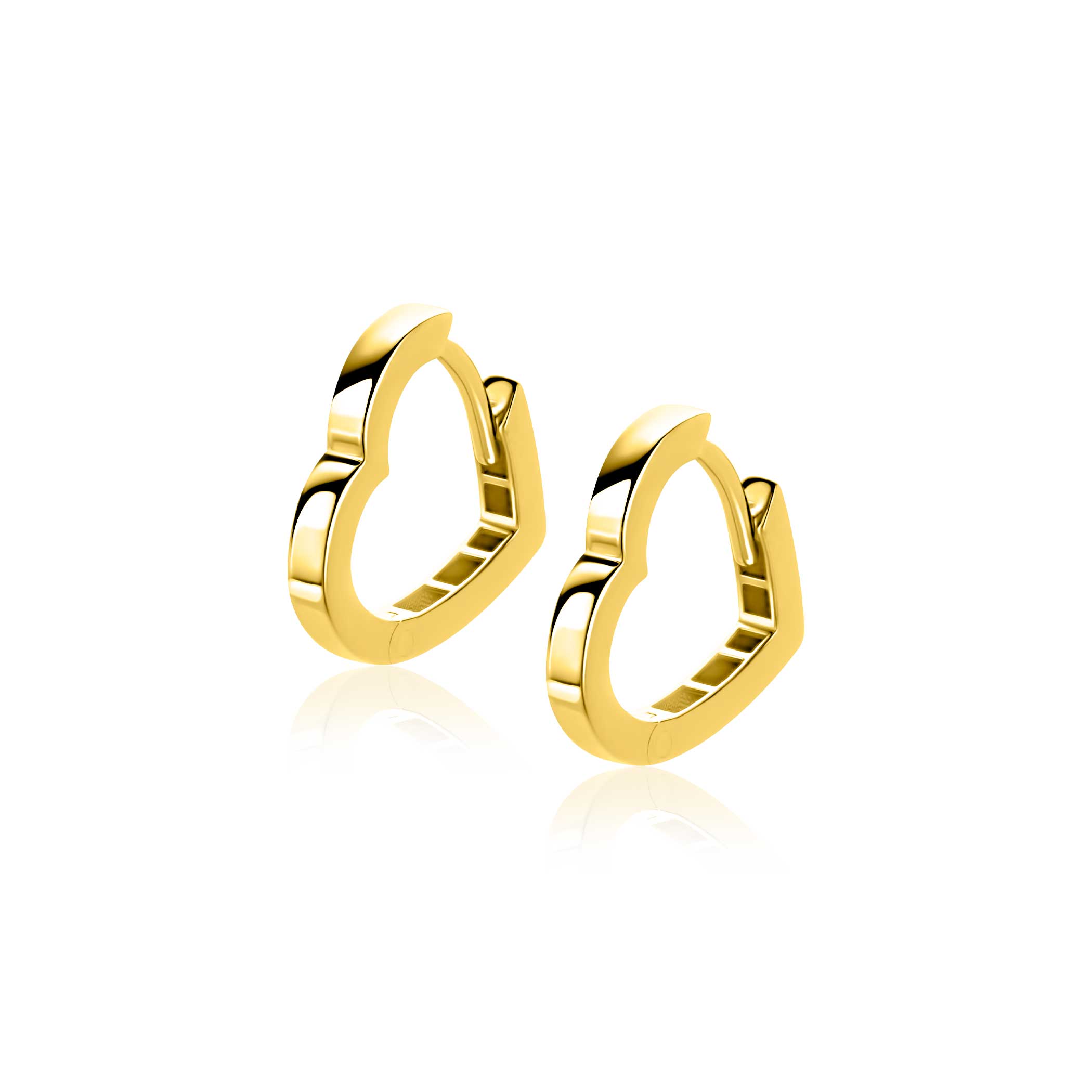 15mm ZINZI Gold 14 krt gouden oorringen in hartvorm met luxe klapsluiting 2mm vierkante buis ZGO574
