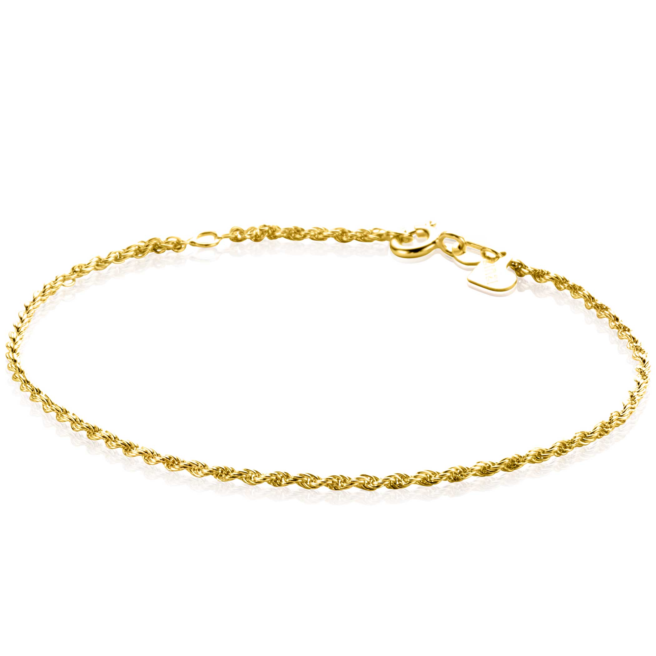 Gentleman vriendelijk bolvormig Lao ZINZI Gold 14 krt gouden koord armband 1,6mm breed, lengte 17-19cm ZGA398