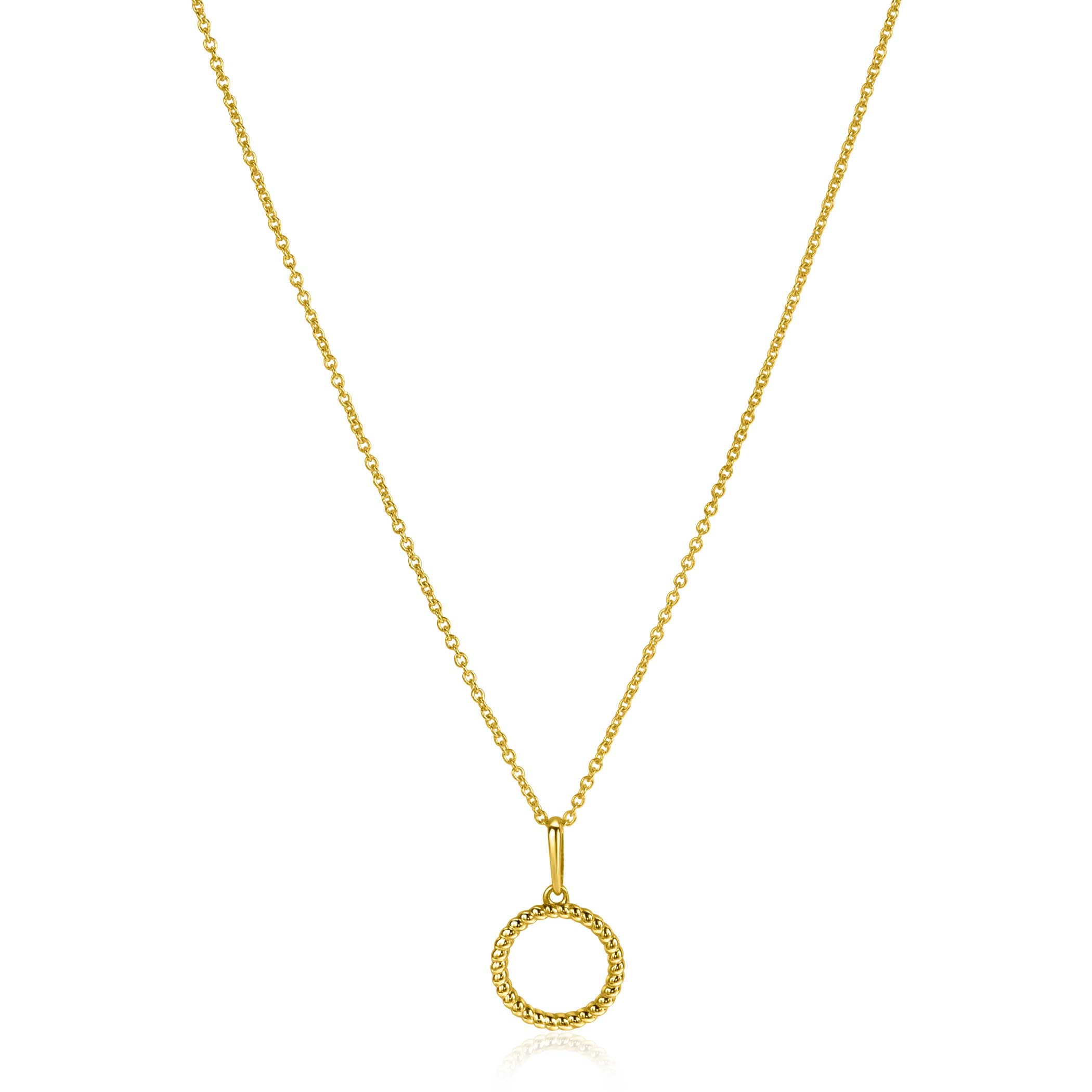 ZINZI Gold 14 krt gouden hanger met open ronde vorm 10mm, met gedraaide buis ZGH400 (zonder collier)