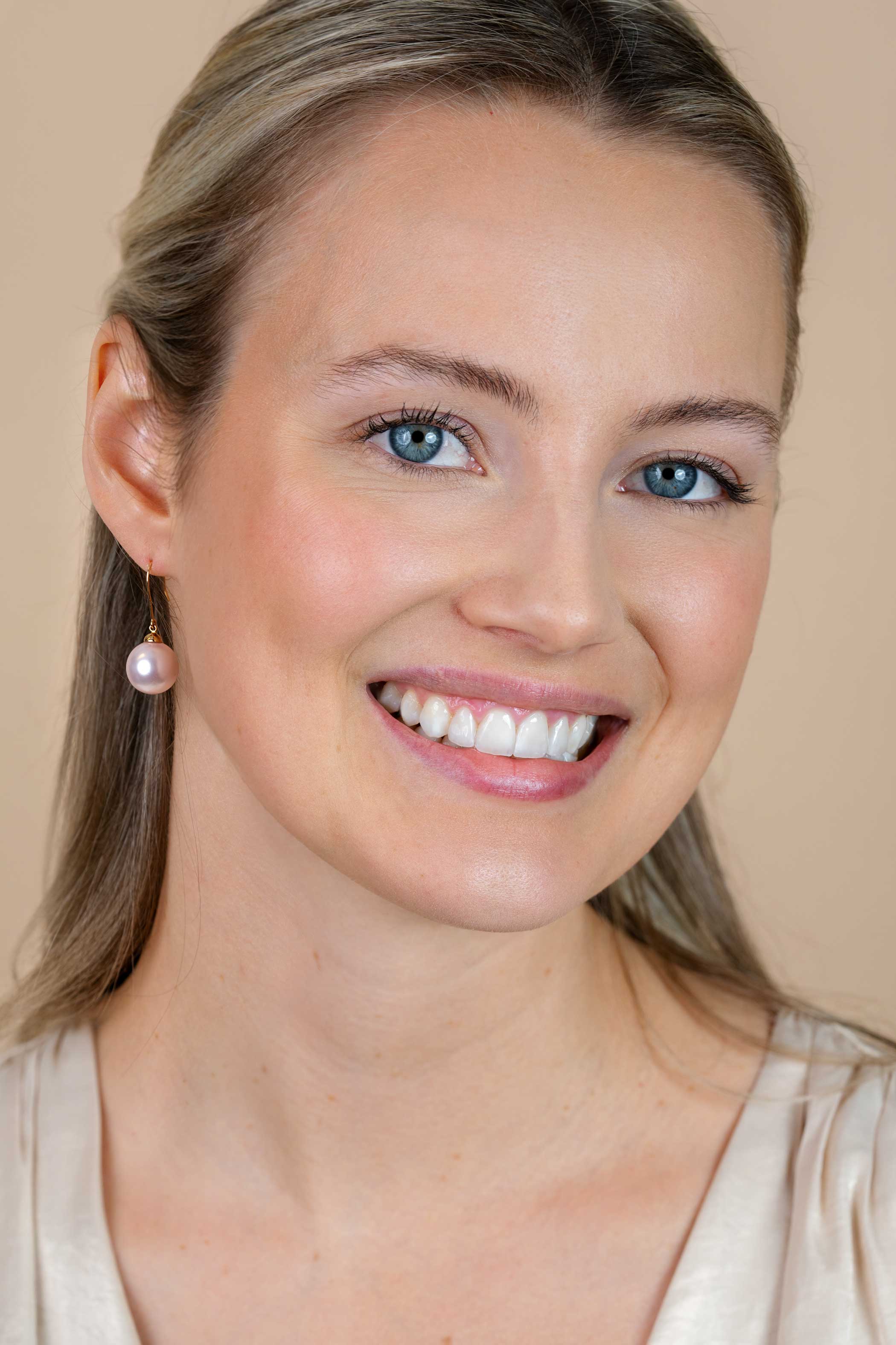 30mm ZINZI Gold 14 krt gouden oorhangers met ronde roze Swarovski crystal parel 12mm ZGO25R