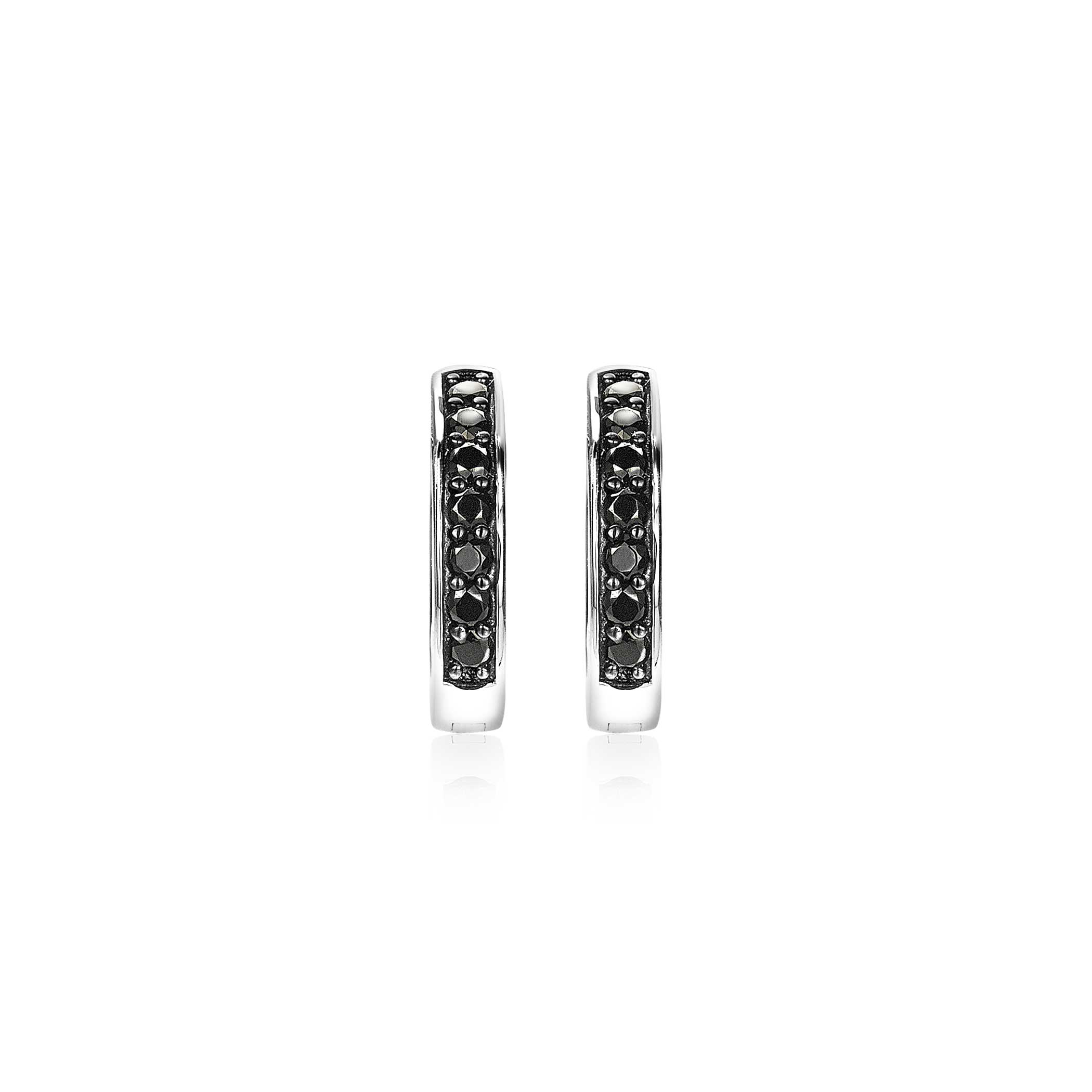 Zinzi zilveren oorringen 15 x 3mm zwart met luxe klapsluiting ZIO191B
