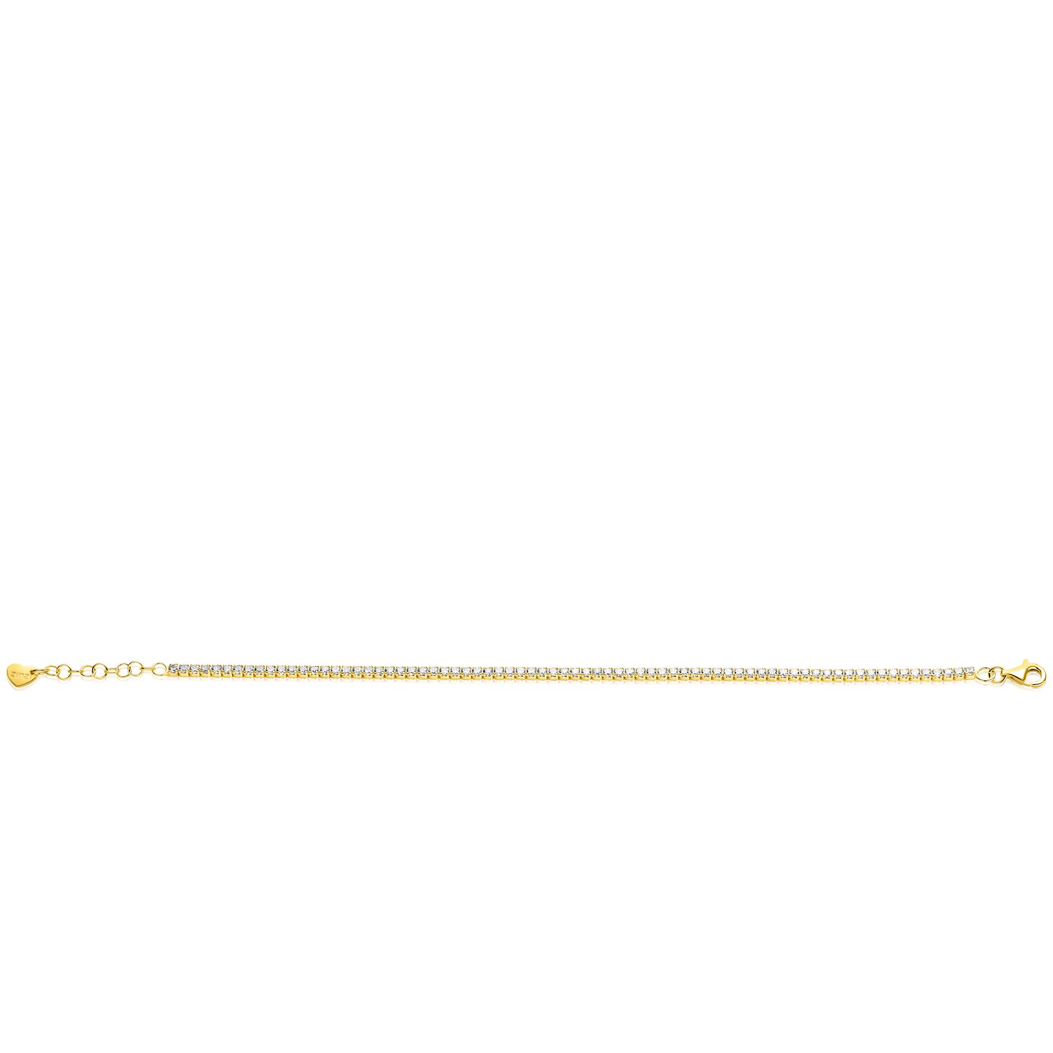 ZINZI gold plated zilveren tennis armband 2,1mm breed met rijzetting witte zirconia's ZIA2892