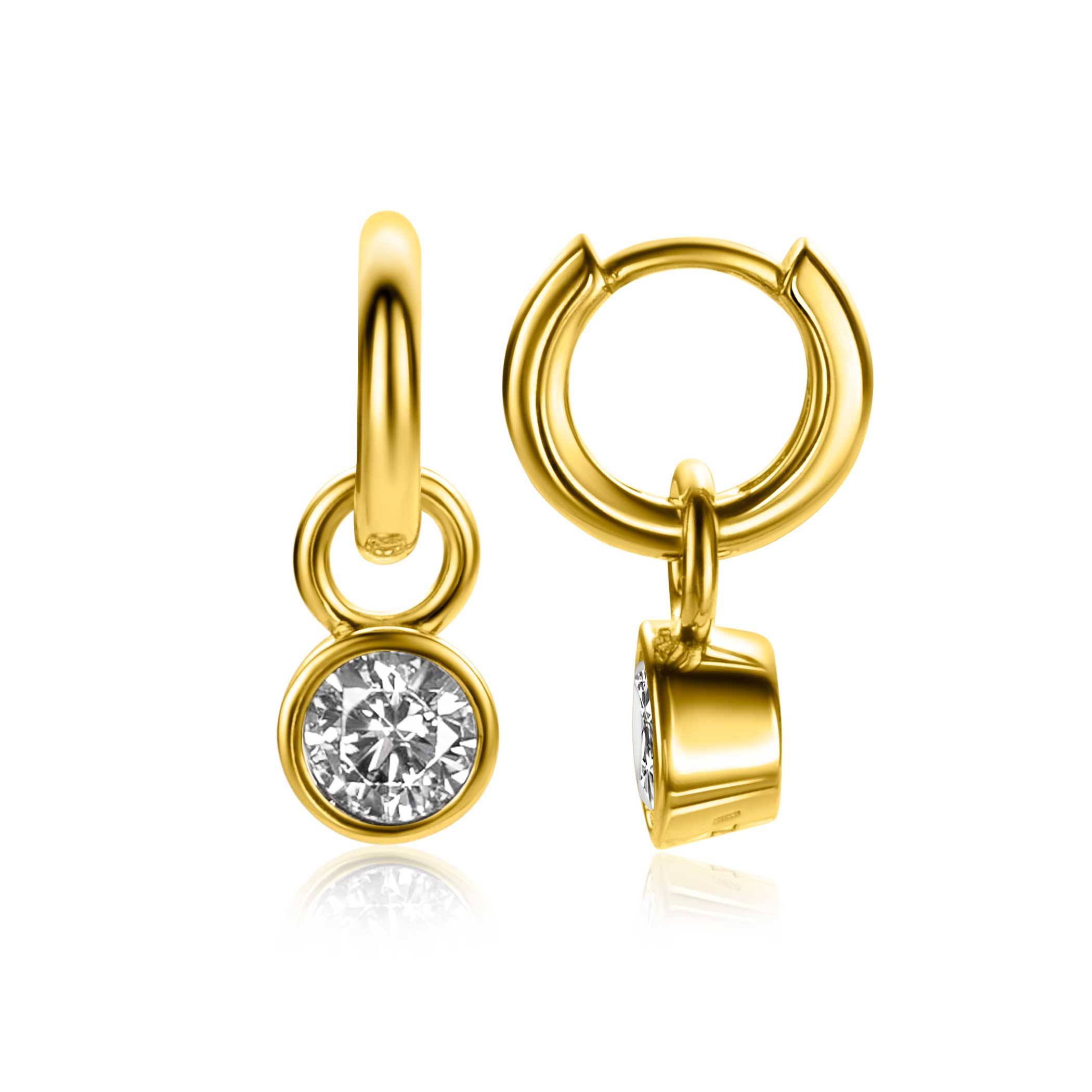 APRIL oorbedels gold plated met geboortesteen diamant wit zirconia (excl. oorringen)
