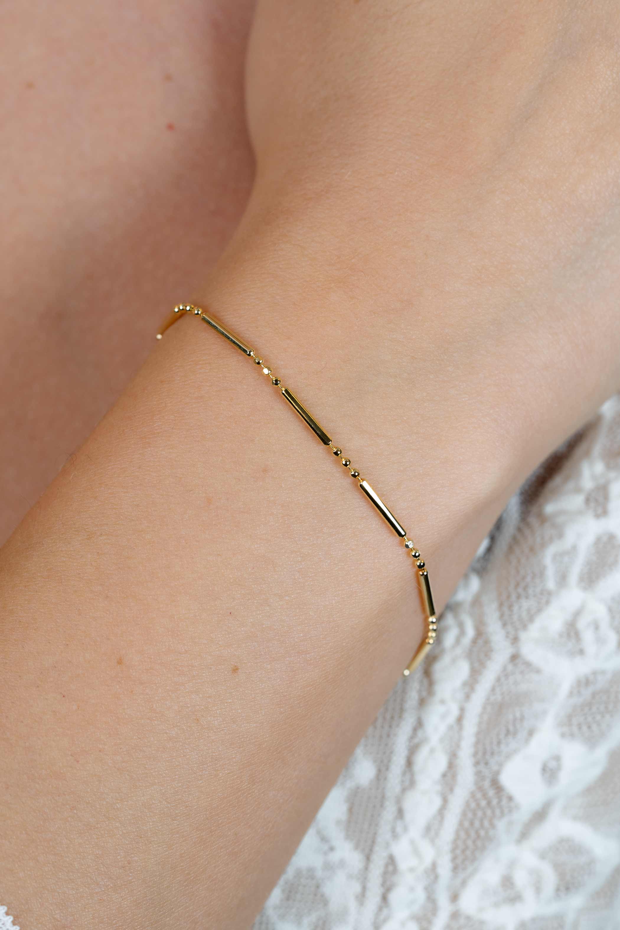 ZINZI zilveren fantasie armband 14K geel verguld staafjes ZIA1452G