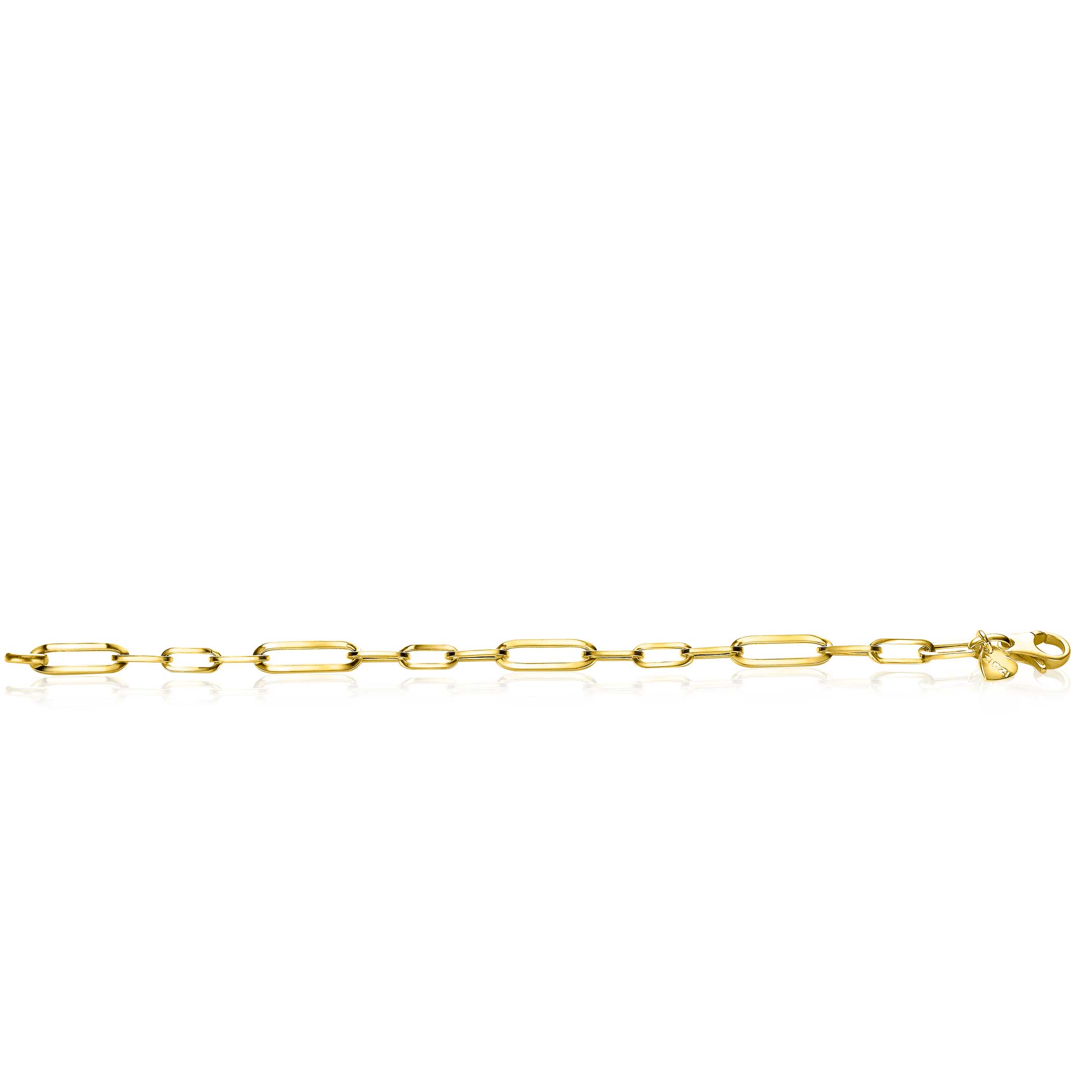 ZINZI zilveren armband in 14K geel verguld met ovale closed for ever schakels 6mm breed ZIA1990G