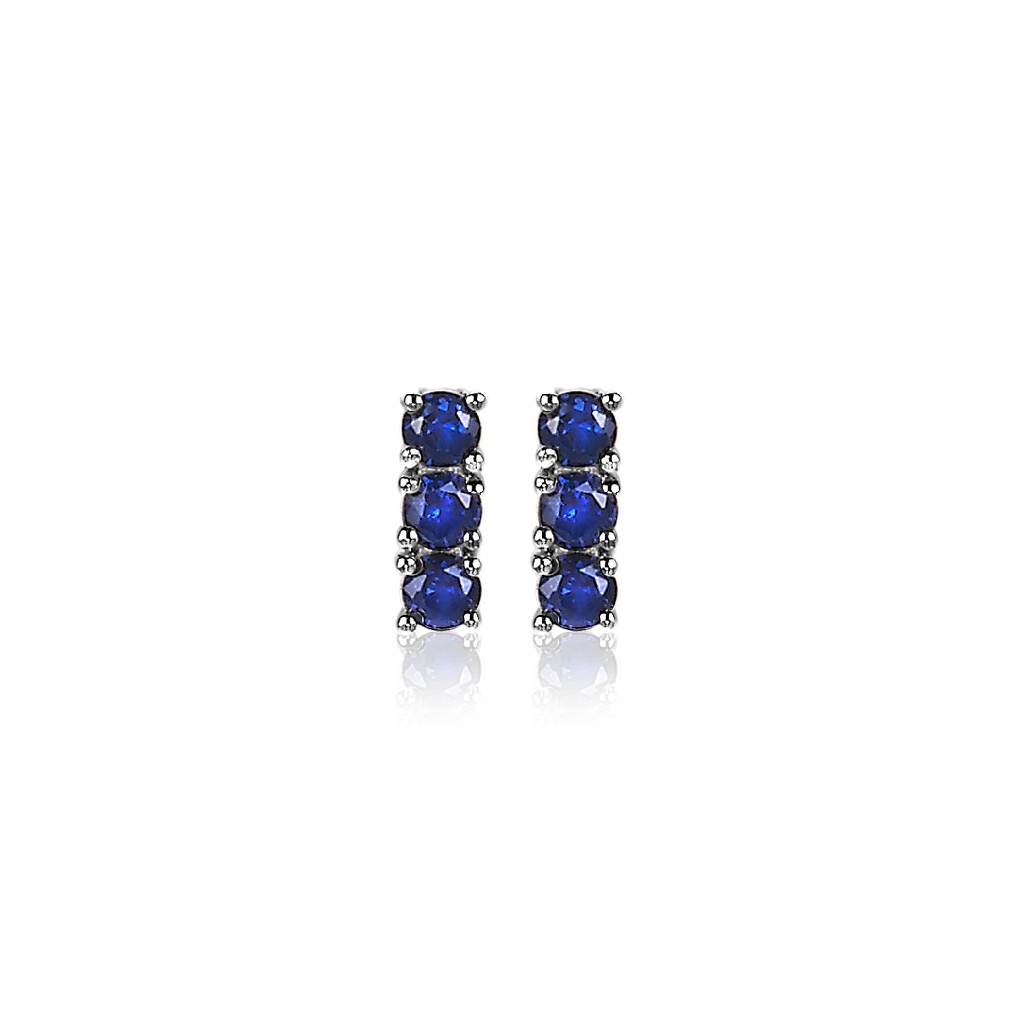 ZINZI zilveren oorknoppen 8mm staafje chaton gezet donkerblauw ZIO2127B