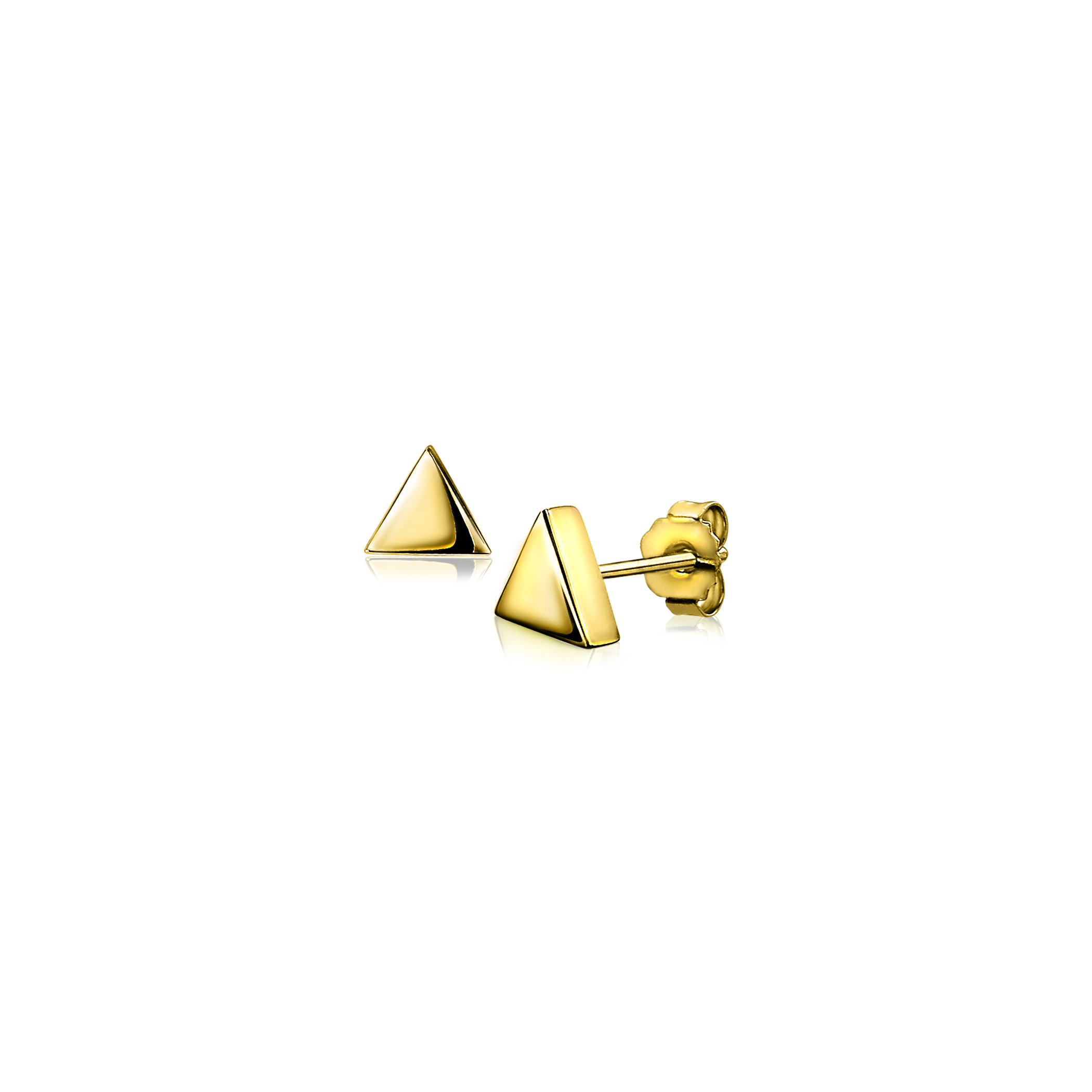 ZINZI zilveren oorknoppen geel verguld glad driehoek 6mm ZIO1375G