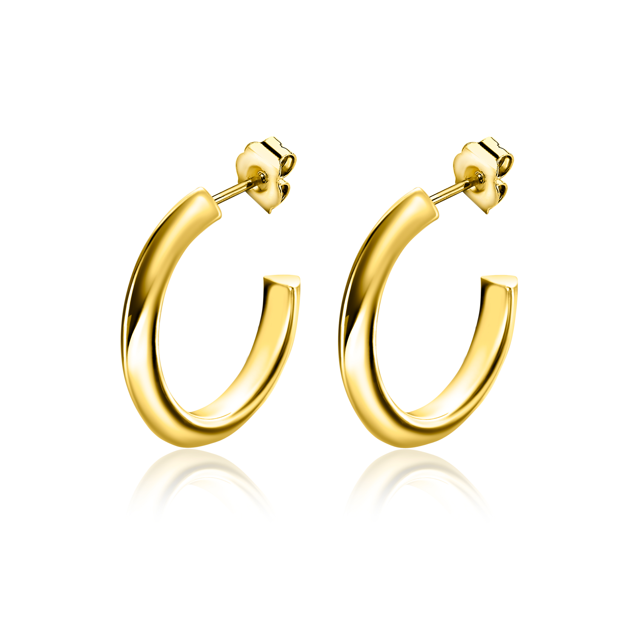 20mm ZINZI gold plated zilveren halve oorringen 3mm buisdikte met stekers ZIO2432G