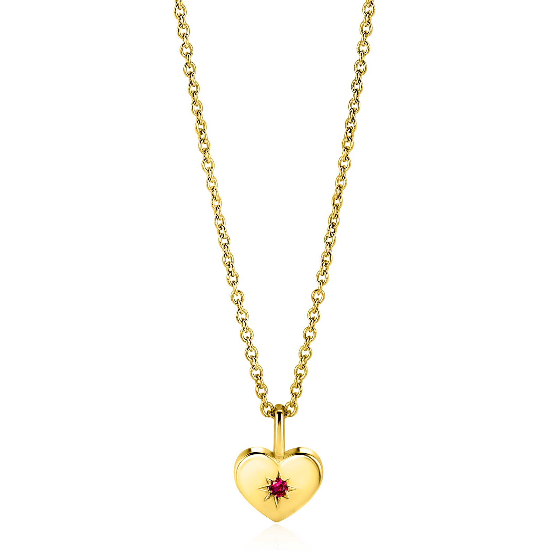 JULI hanger 12mm gold plated hart geboortesteen rood robijn zirconia (zonder collier)
