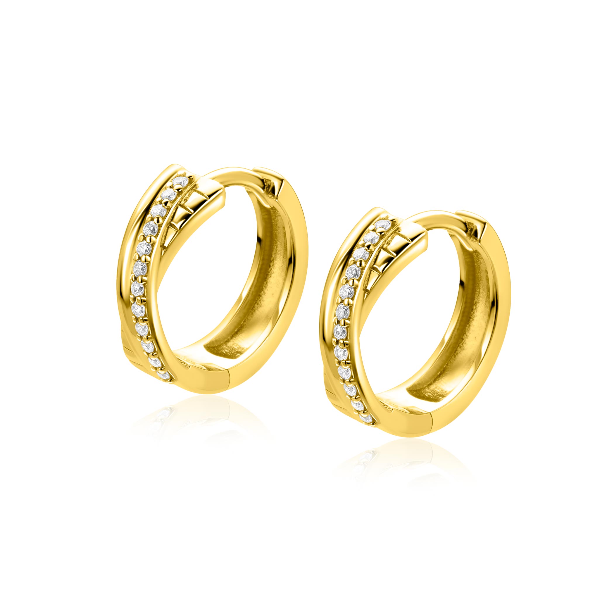 16,5mm ZINZI goldplated zilveren cross-over oorringen met luxe scharniersluiting 5mm breed ZIO2801