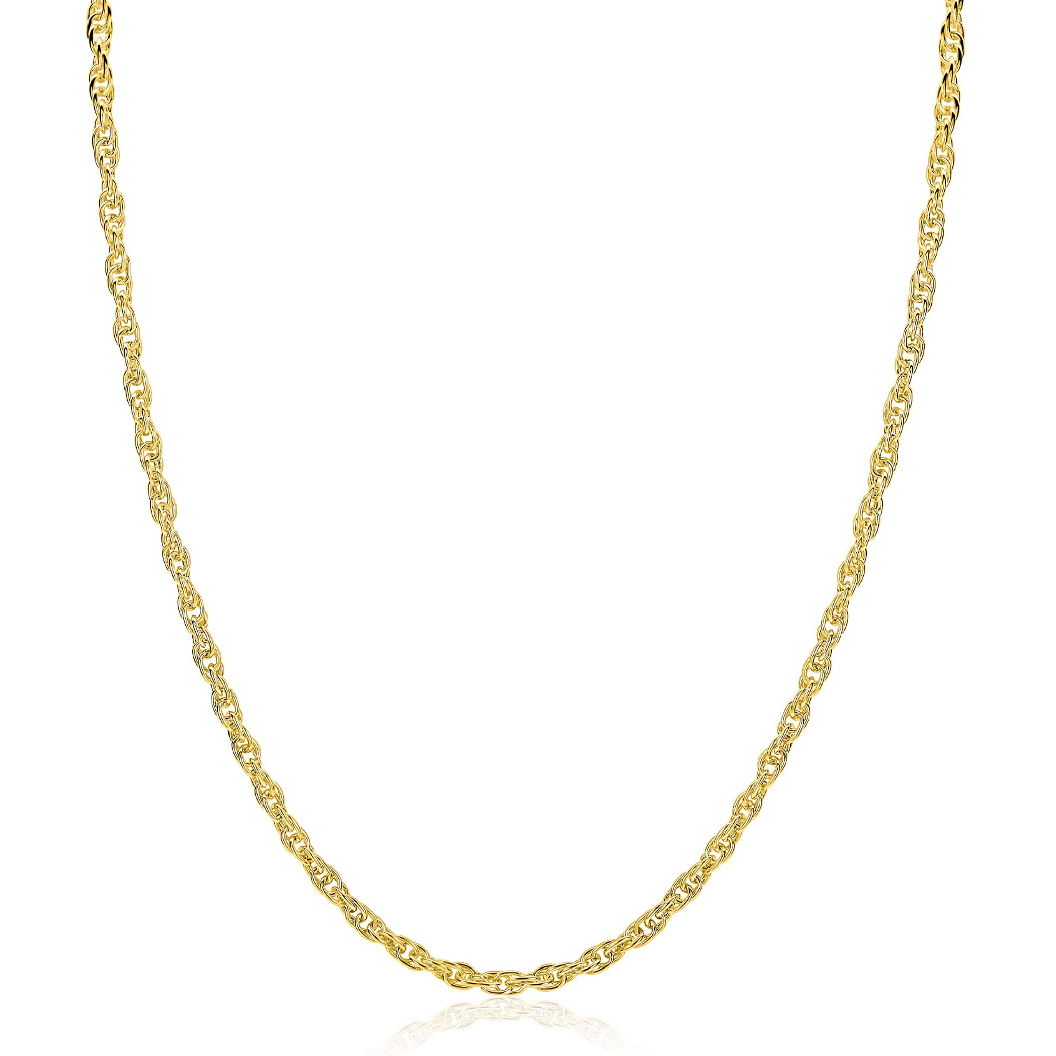 ZINZI gold plated zilveren massieve platte koord ketting (2,6mm breed) 42-45cm ZIC2844G