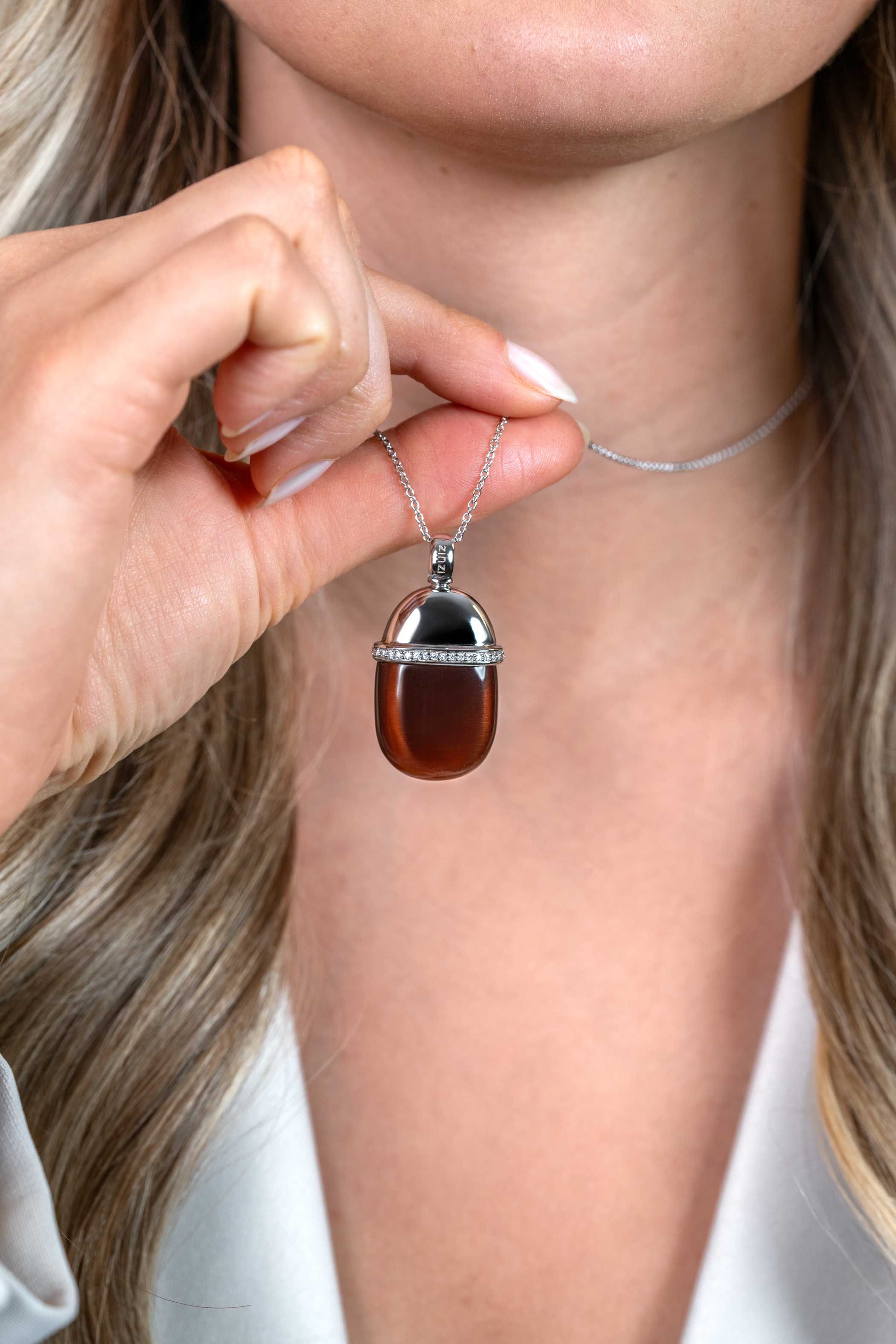 Zinzi zilveren hanger bruin ZIH794C