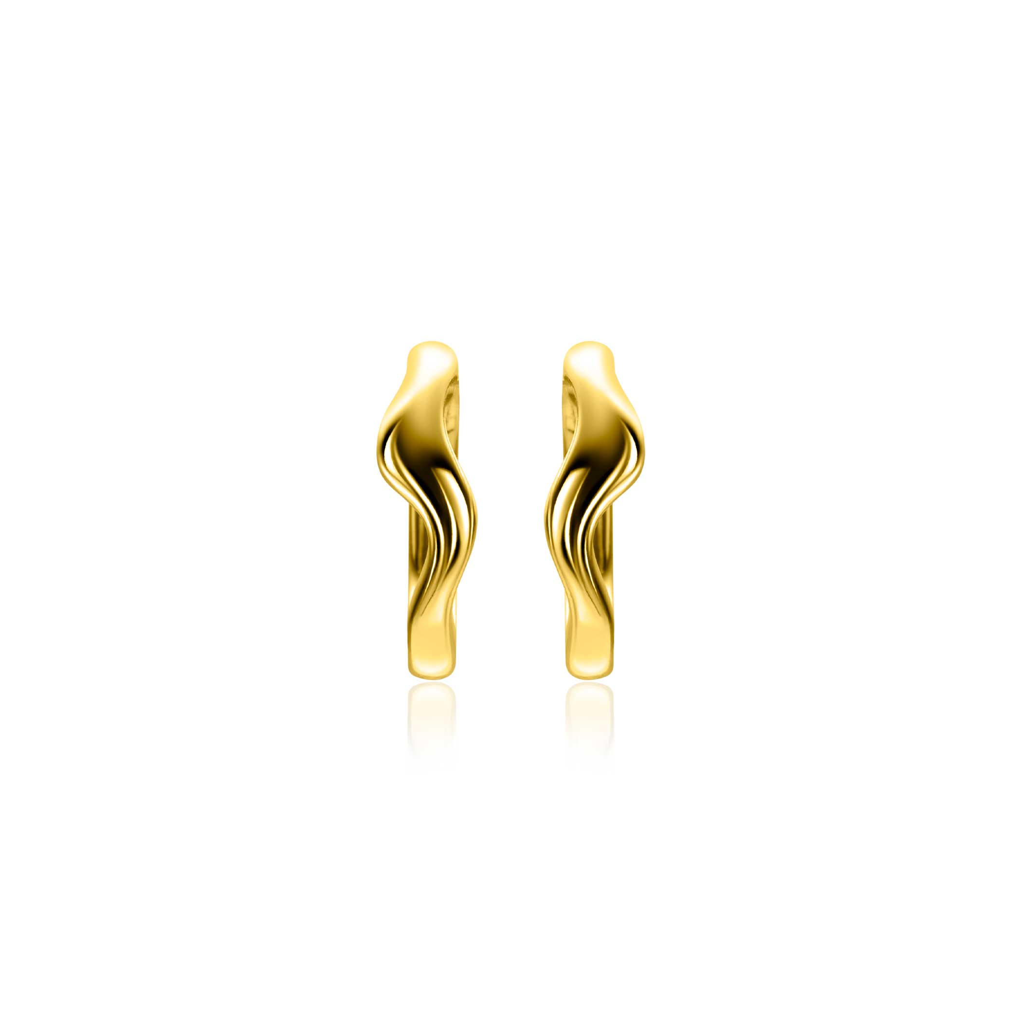 15mm ZINZI gold plated zilveren oorringen organisch gevormd met luxe klapsluiting ZIO2627G