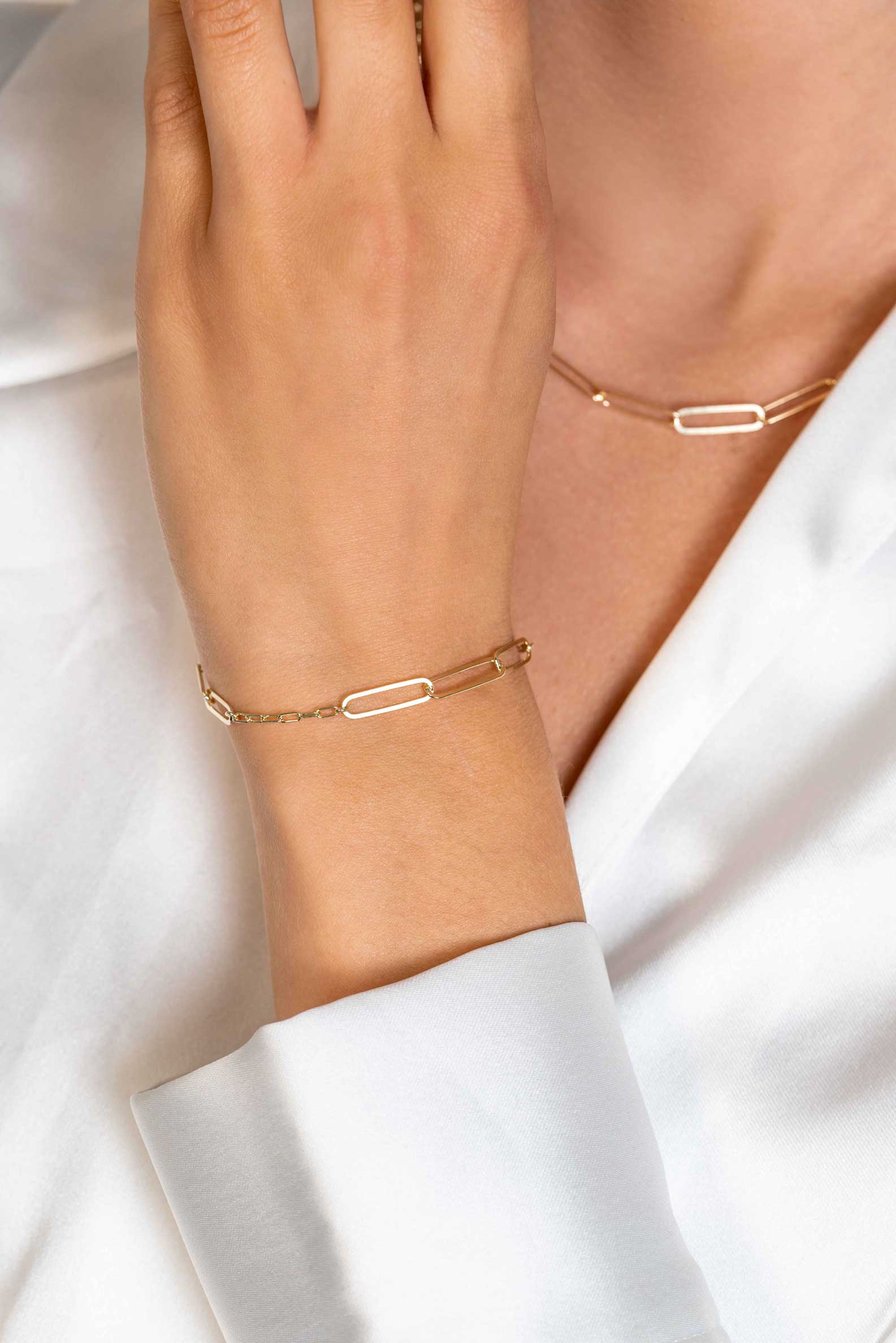 ZINZI gold plated zilveren armband met verschillende paperclip schakels 16,5-19,5cm ZIA2361