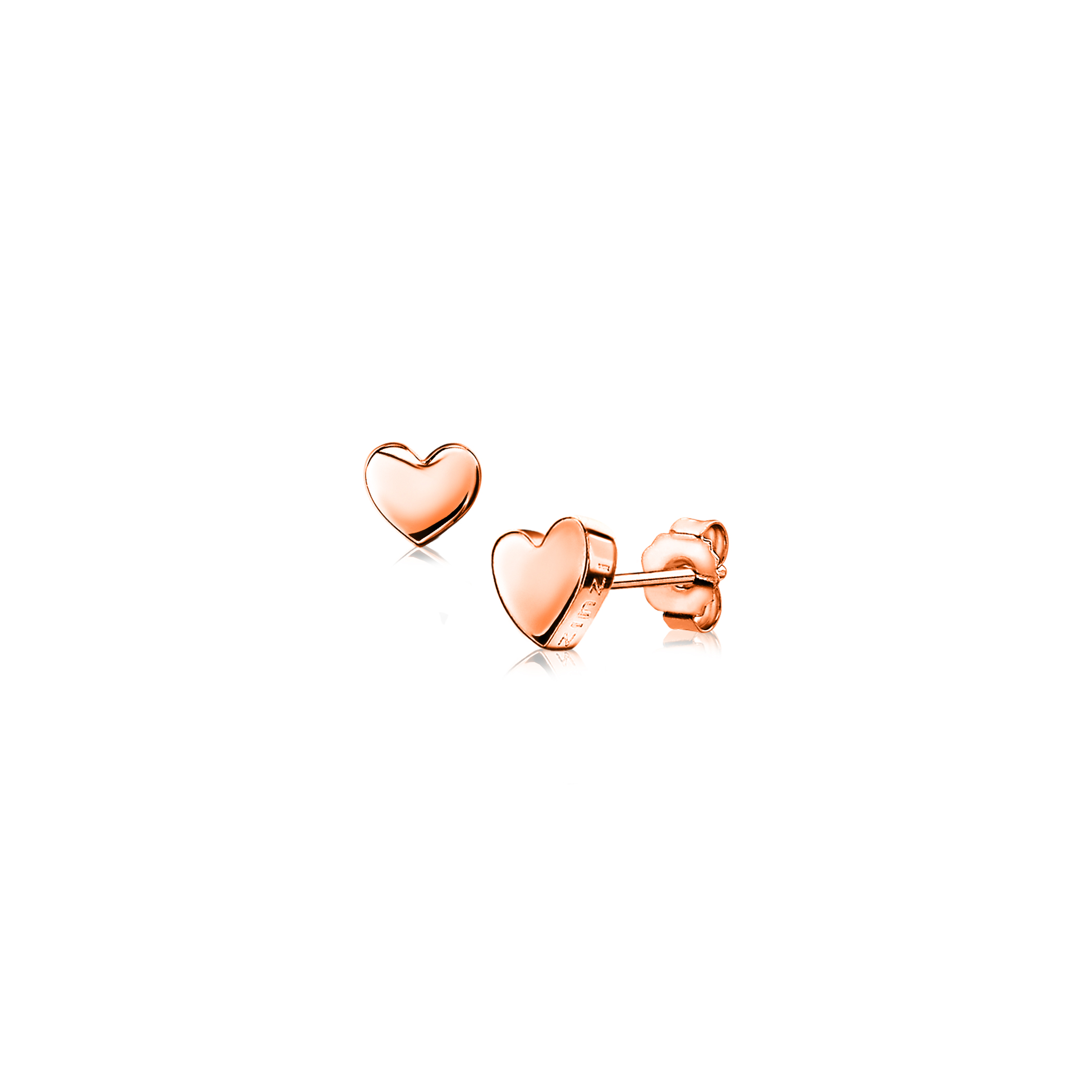 ZINZI zilveren oorknoppen rosé verguld glad hart 6mm ZIO1378R