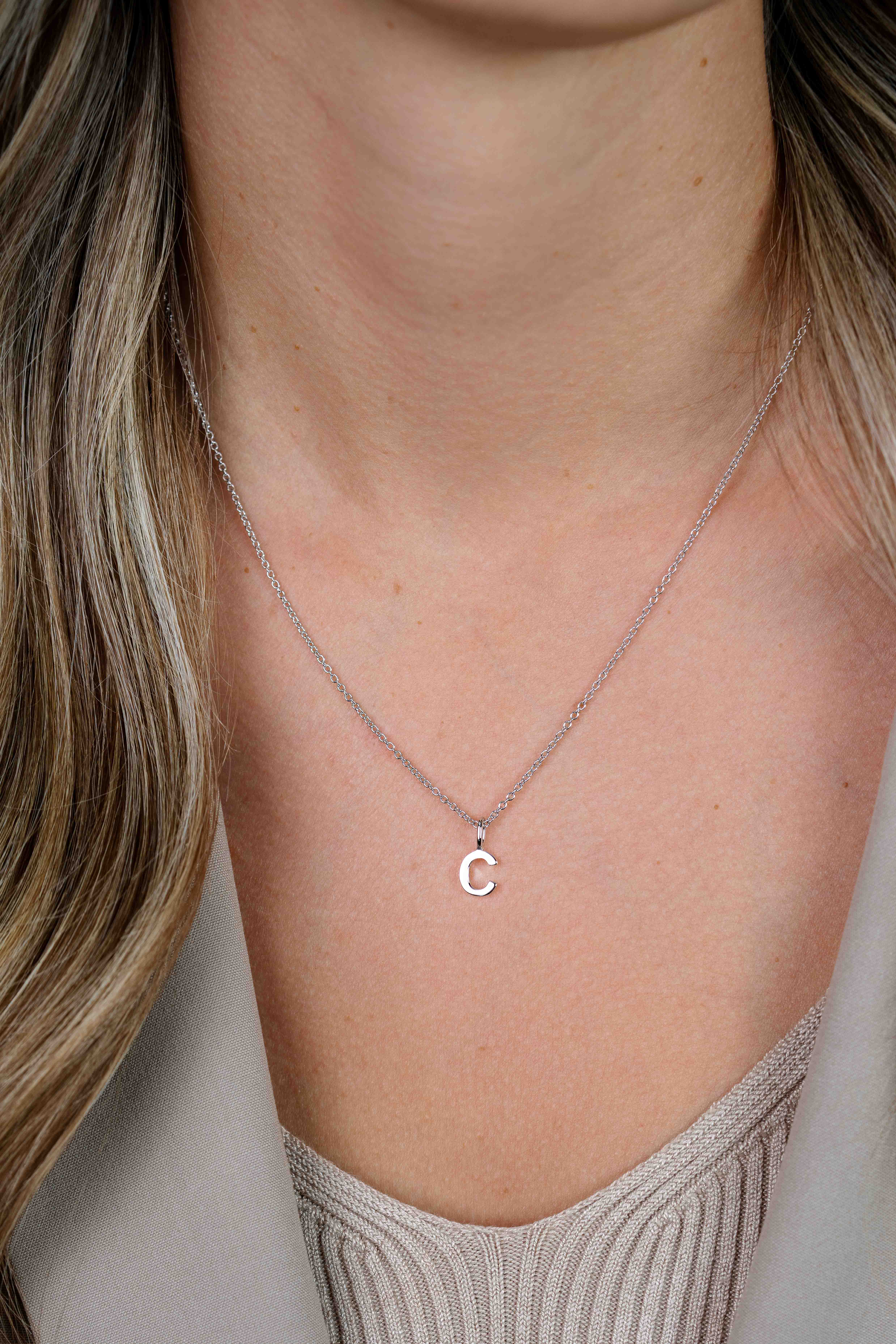 ZINZI zilveren letter hanger C ZIH2140C