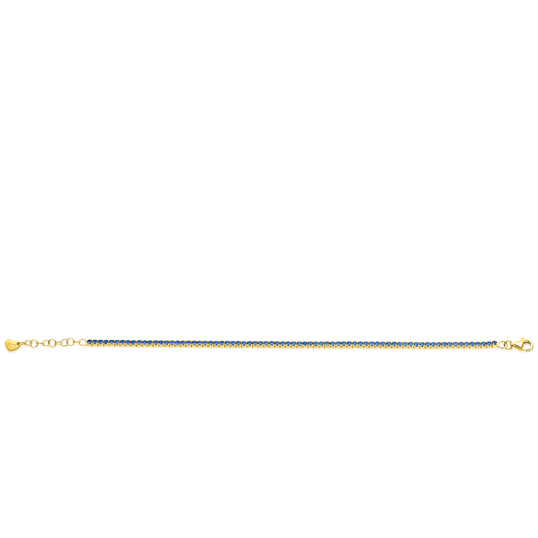 ZINZI gold plated zilveren tennis armband 2,1mm breed met rijzetting saffierblauwe kleurstenen ZIA2892B