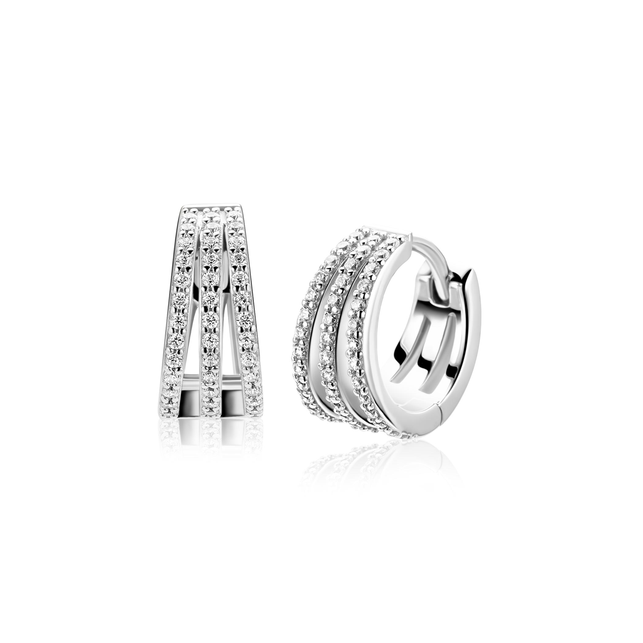 13mm ZINZI zilveren multi look oorringen met luxe scharniersluiting 6mm breed ZIO2727