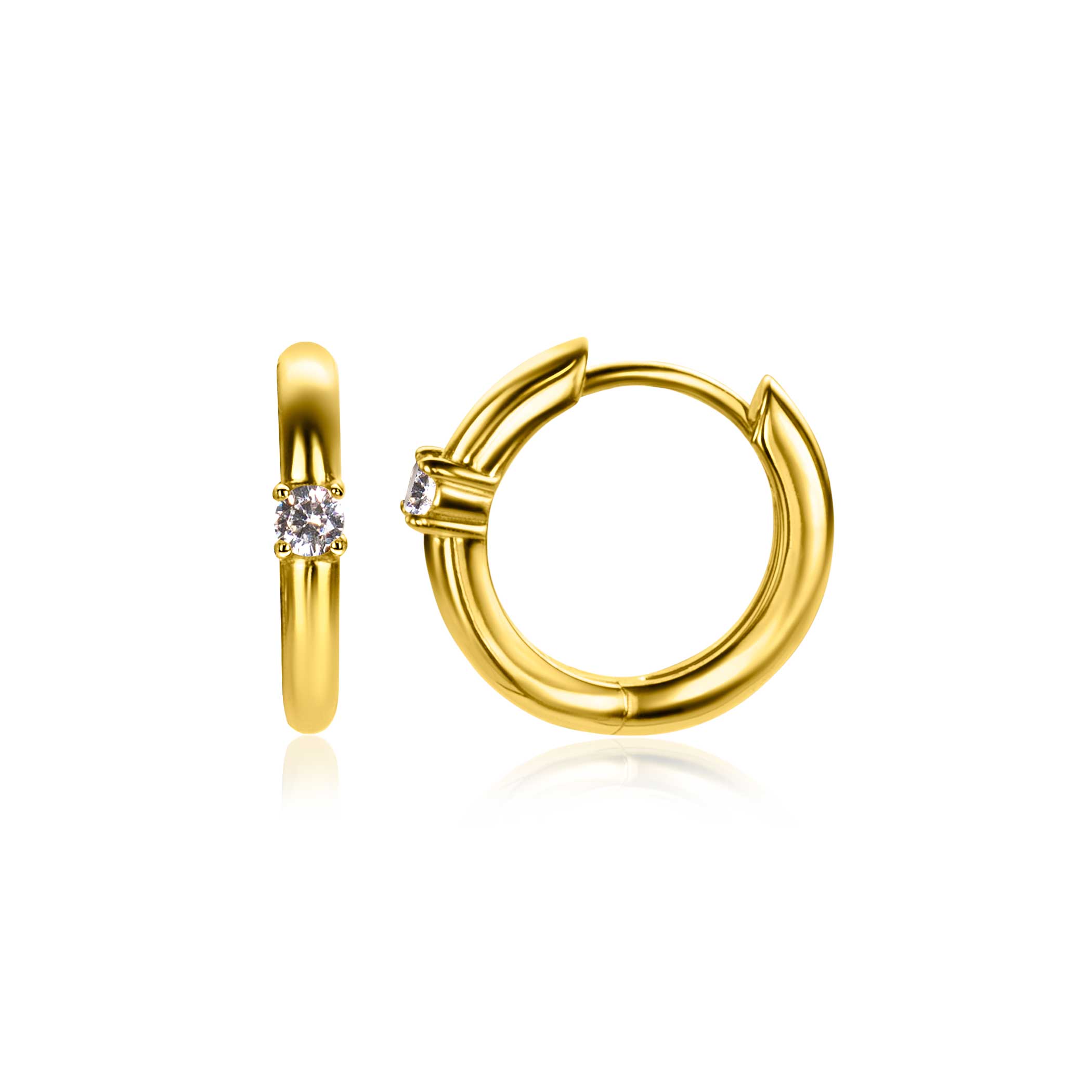 APRIL oorringen 13mm gold plated met geboortesteen diamant wit zirconia
