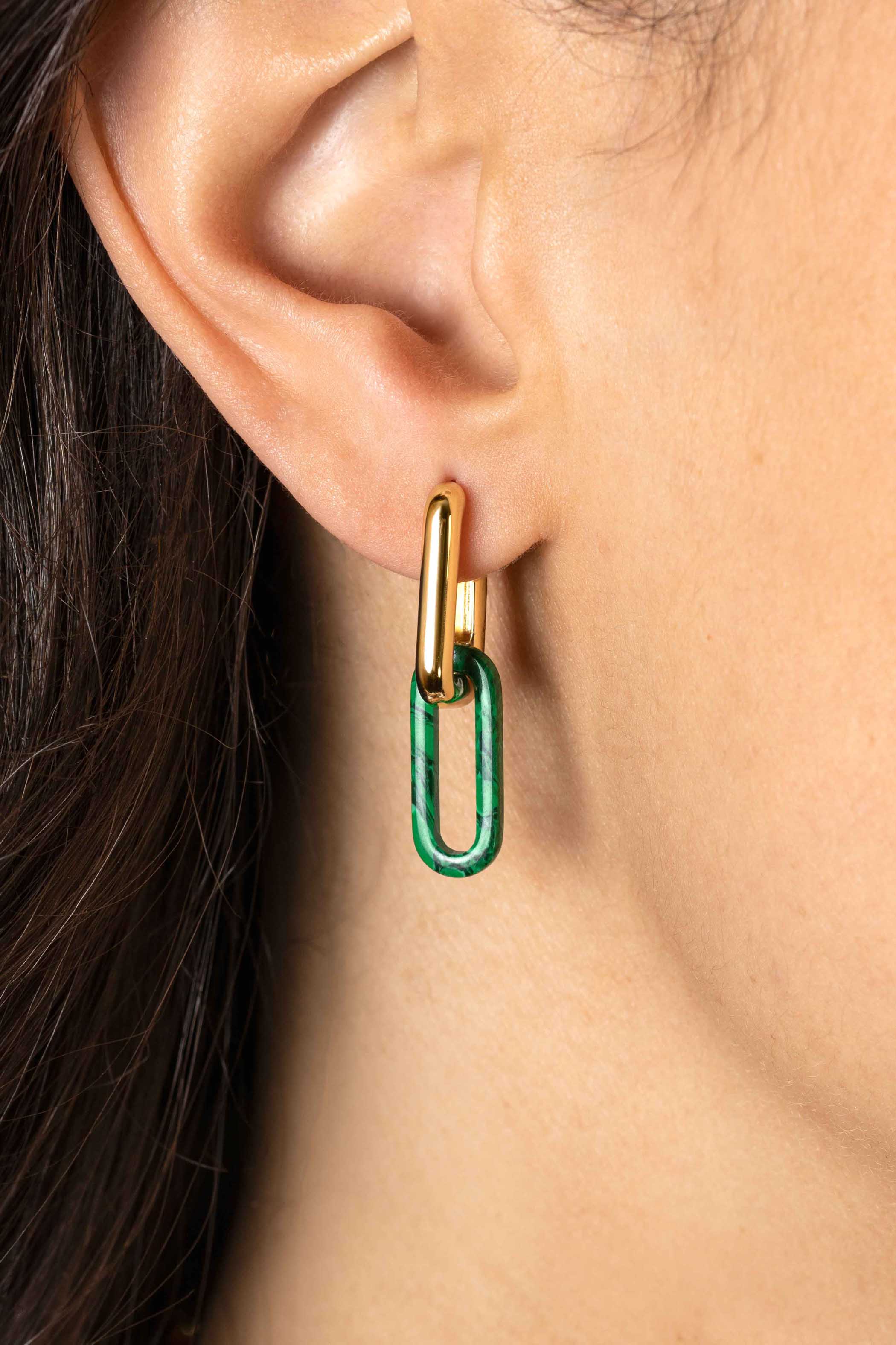 19mm ZINZI ovale oorbedels in trendy malachiet groen ZICH2455G (zonder oorringen)