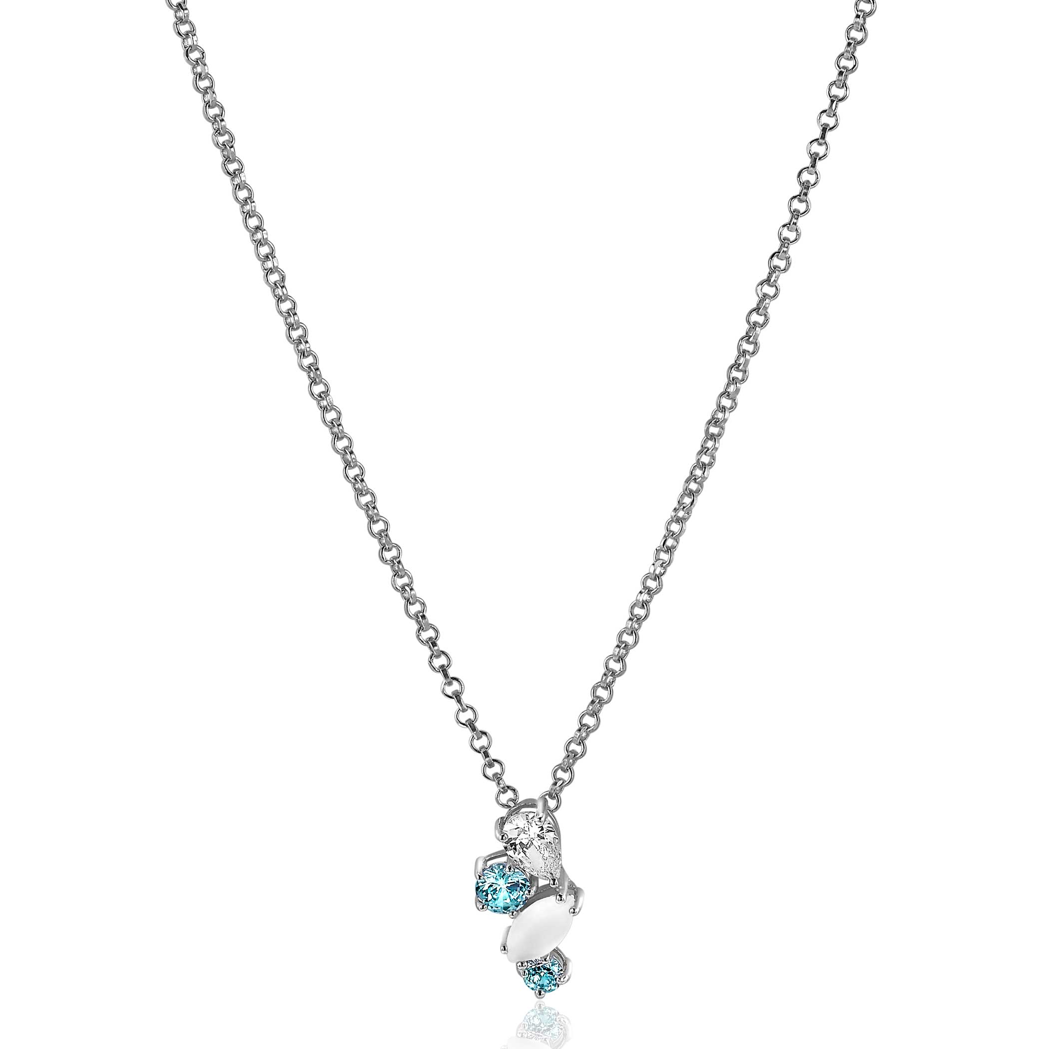 ZINZI zilveren hanger 15mm speelse vormen lichtblauw en witte zirconia ZIH2189