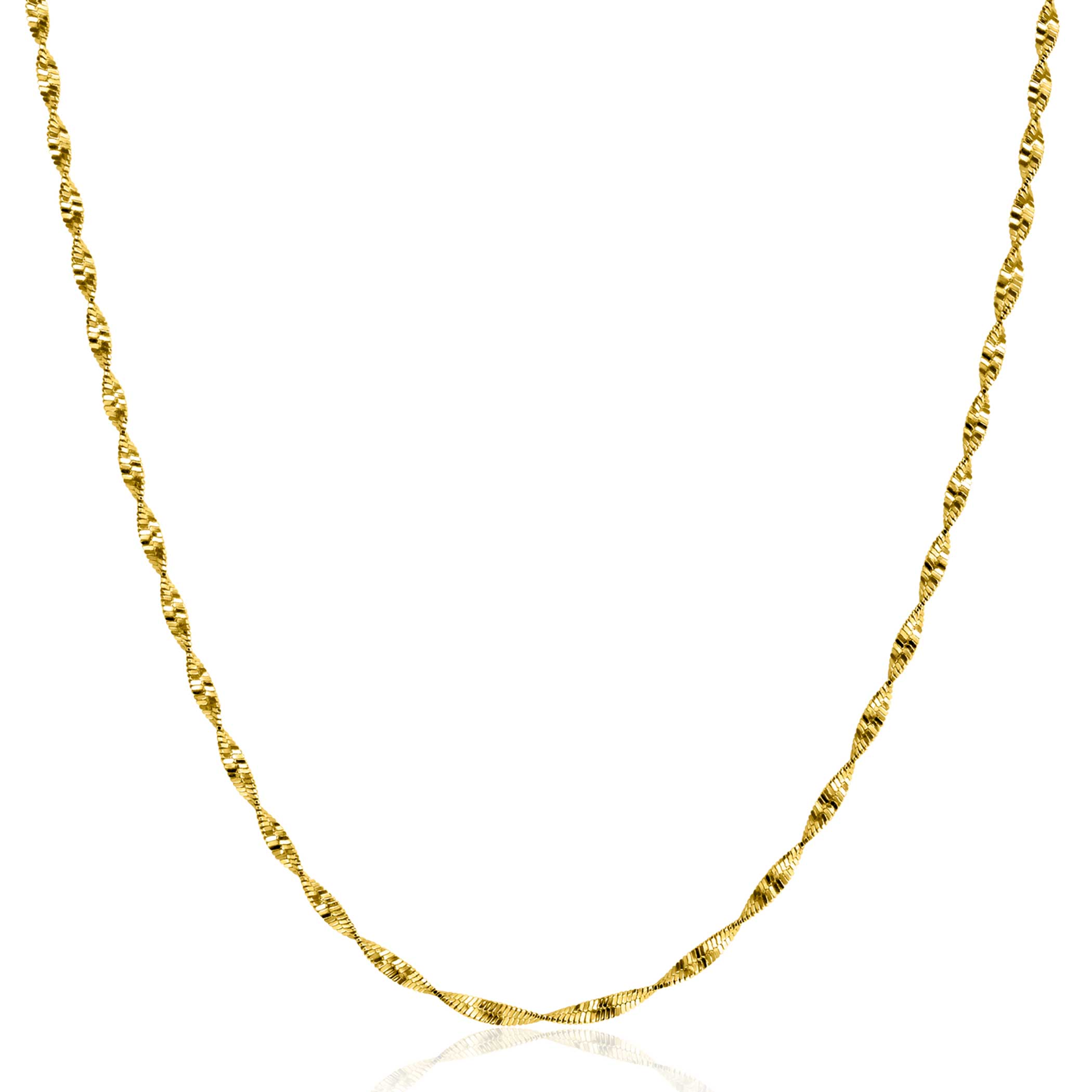 ZINZI gold plated zilveren ketting met glinsterende gedraaide schakels 1,9mm breed 43-45cm ZIC2585G
