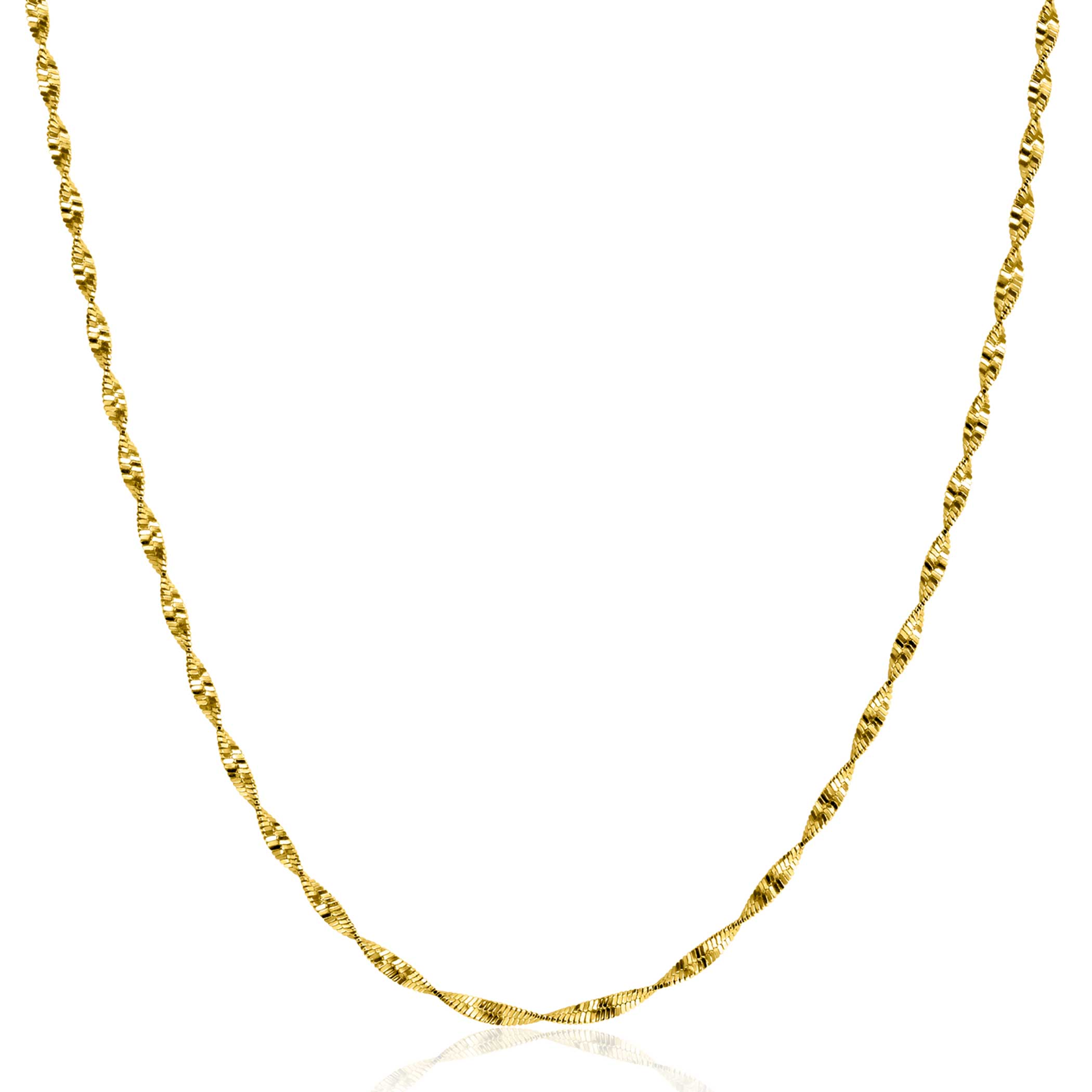 ZINZI gold plated zilveren ketting met glinsterende gedraaide schakels 1,9mm breed 43-45cm ZIC2585G
