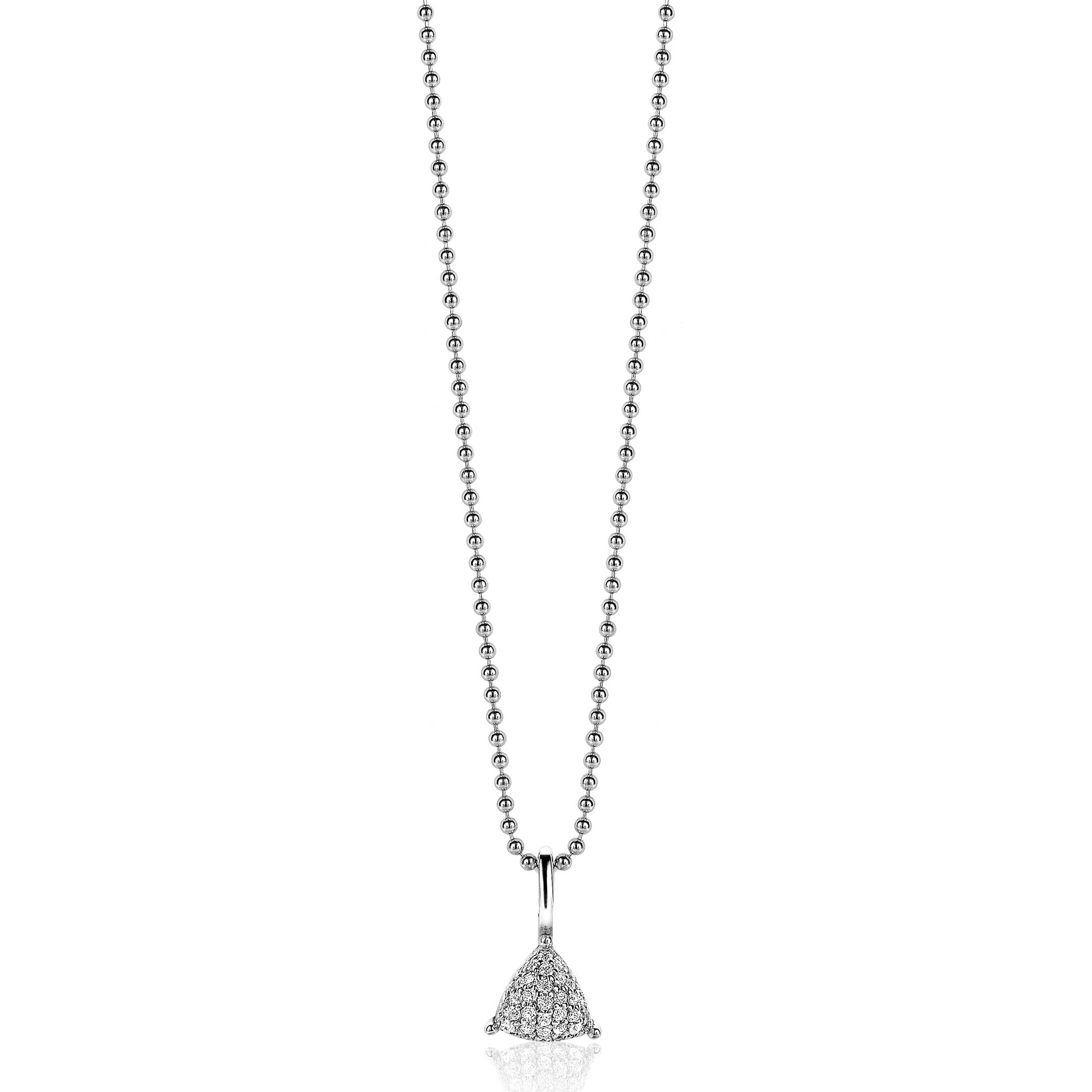 ZINZI zilveren hanger driehoek wit ZIH2075 (zonder collier)