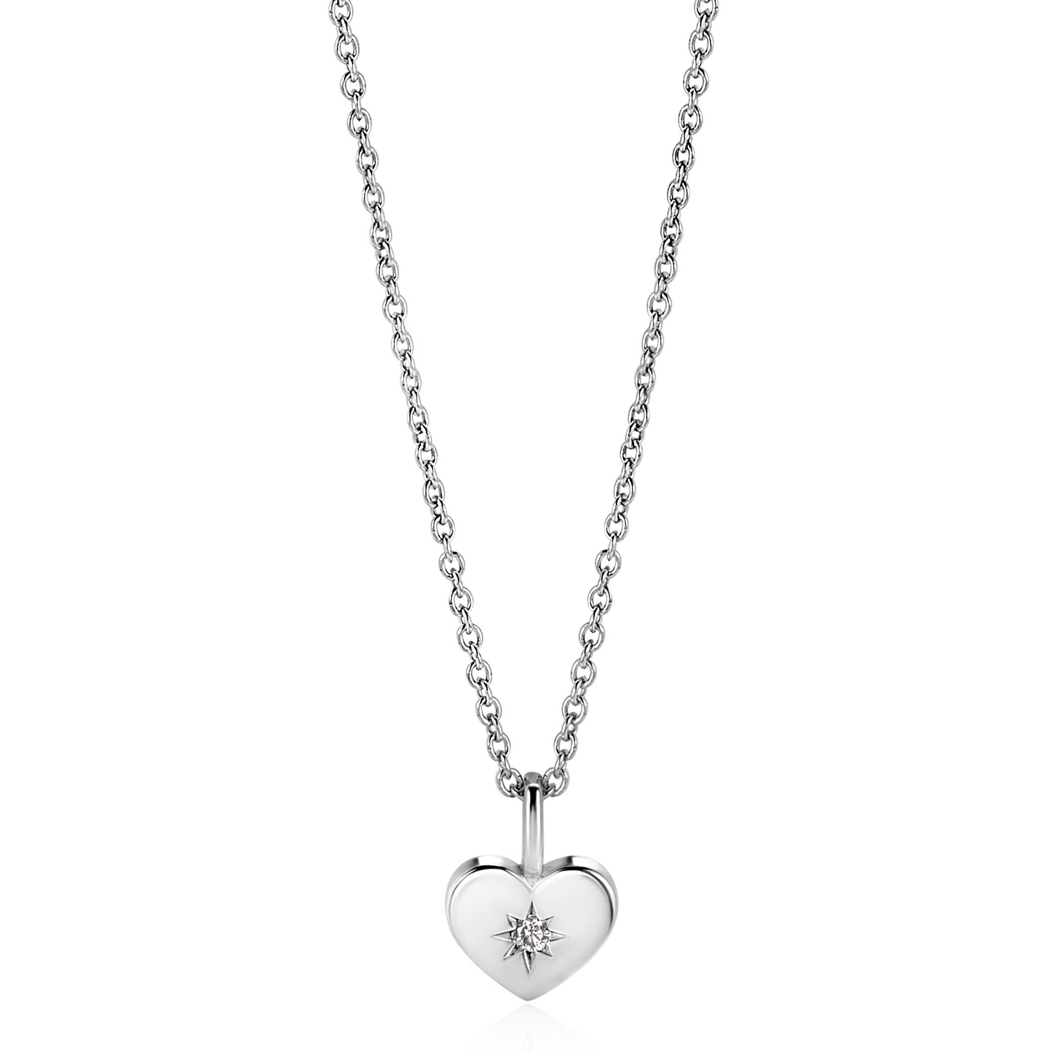 APRIL hanger 12mm zilveren hart geboortesteen witte zirconia (zonder collier)