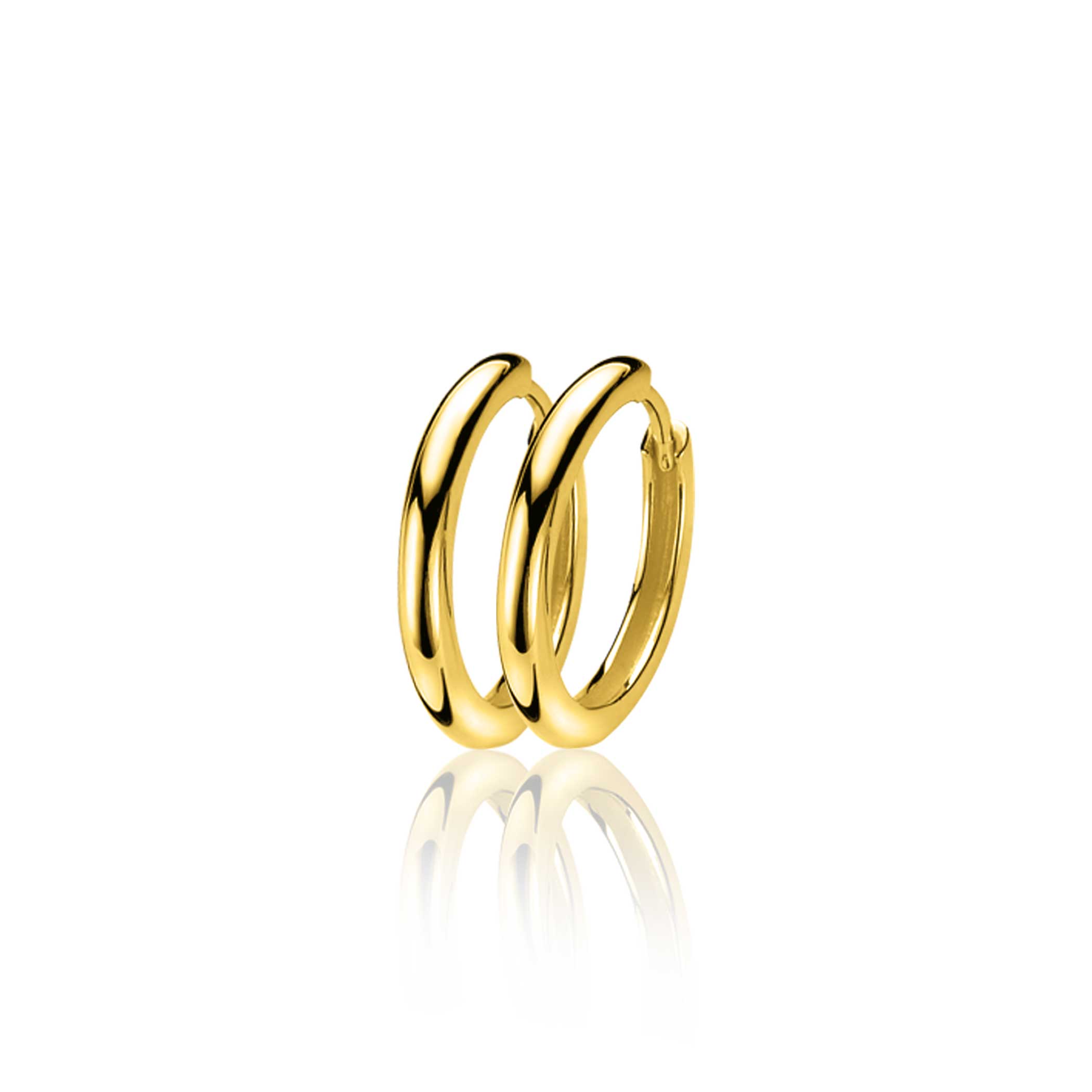 17mm ZINZI goldplated zilveren oorringen glad met 2mm buisdikte en luxe klapsluiting ZIO402G