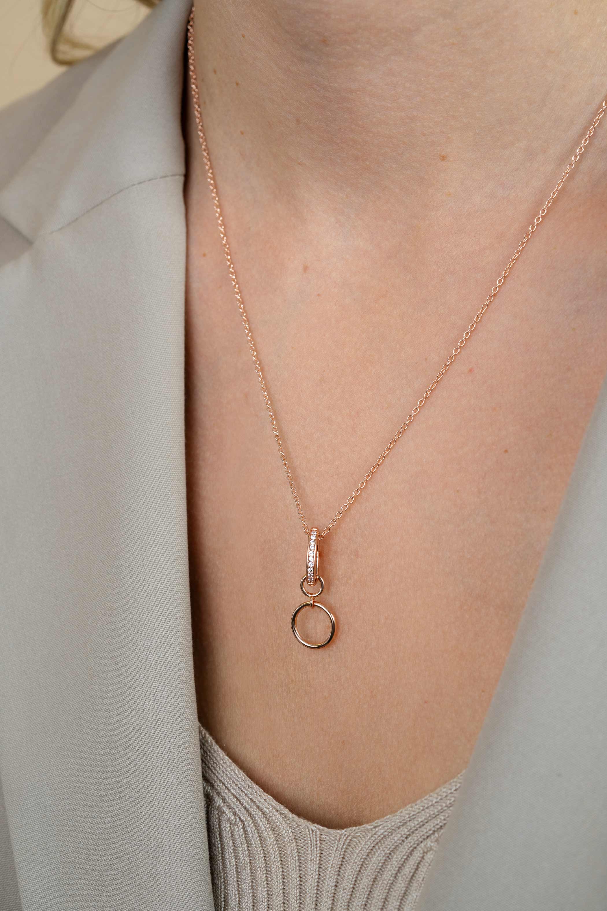 ZINZI rose gold plated zilveren hanger met witte zirconia's om je oorbedels aan te hangen ZIH2CHR