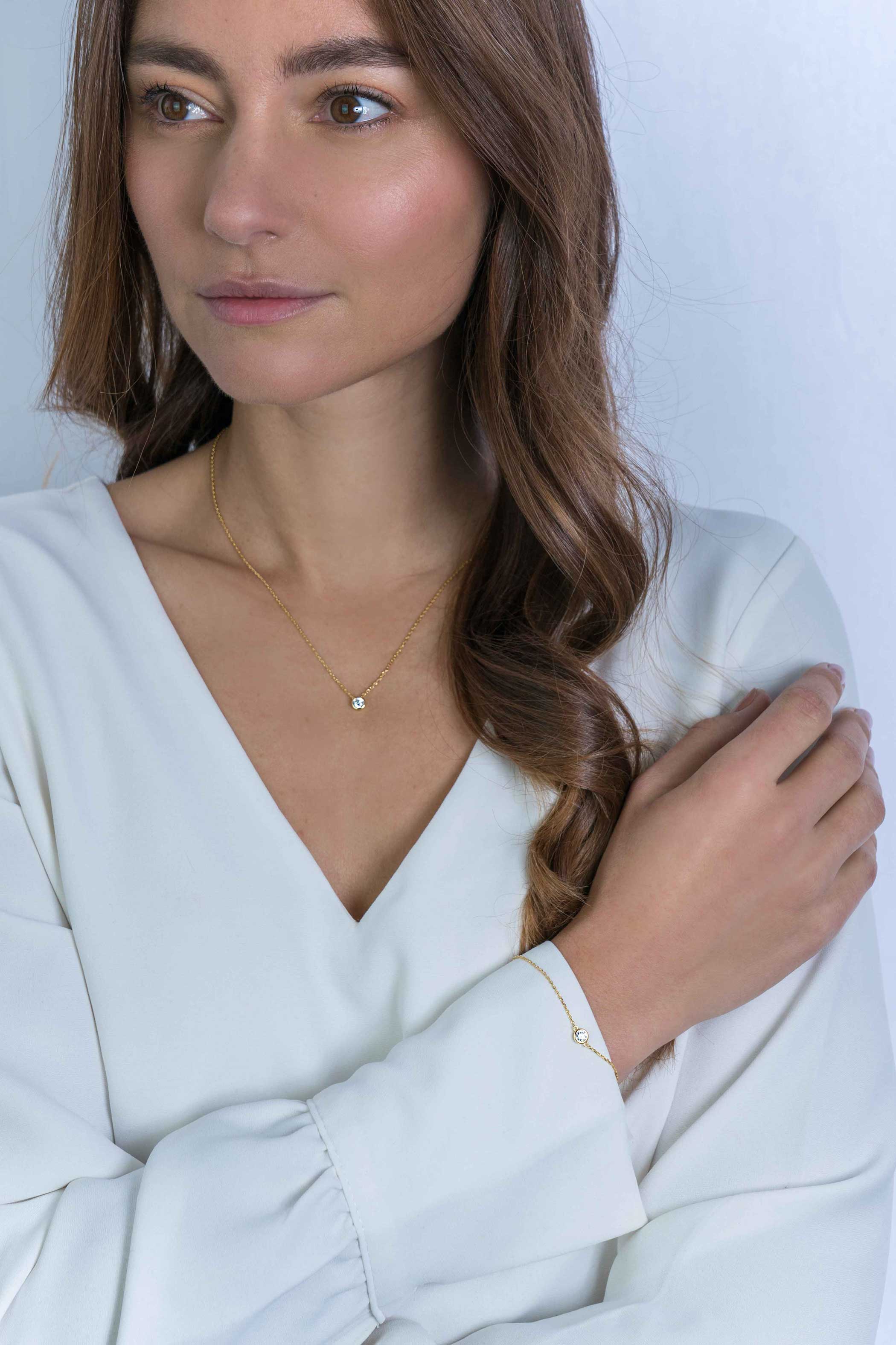 ZINZI zilveren armband 14K geel verguld rond wit ZIA1393Y