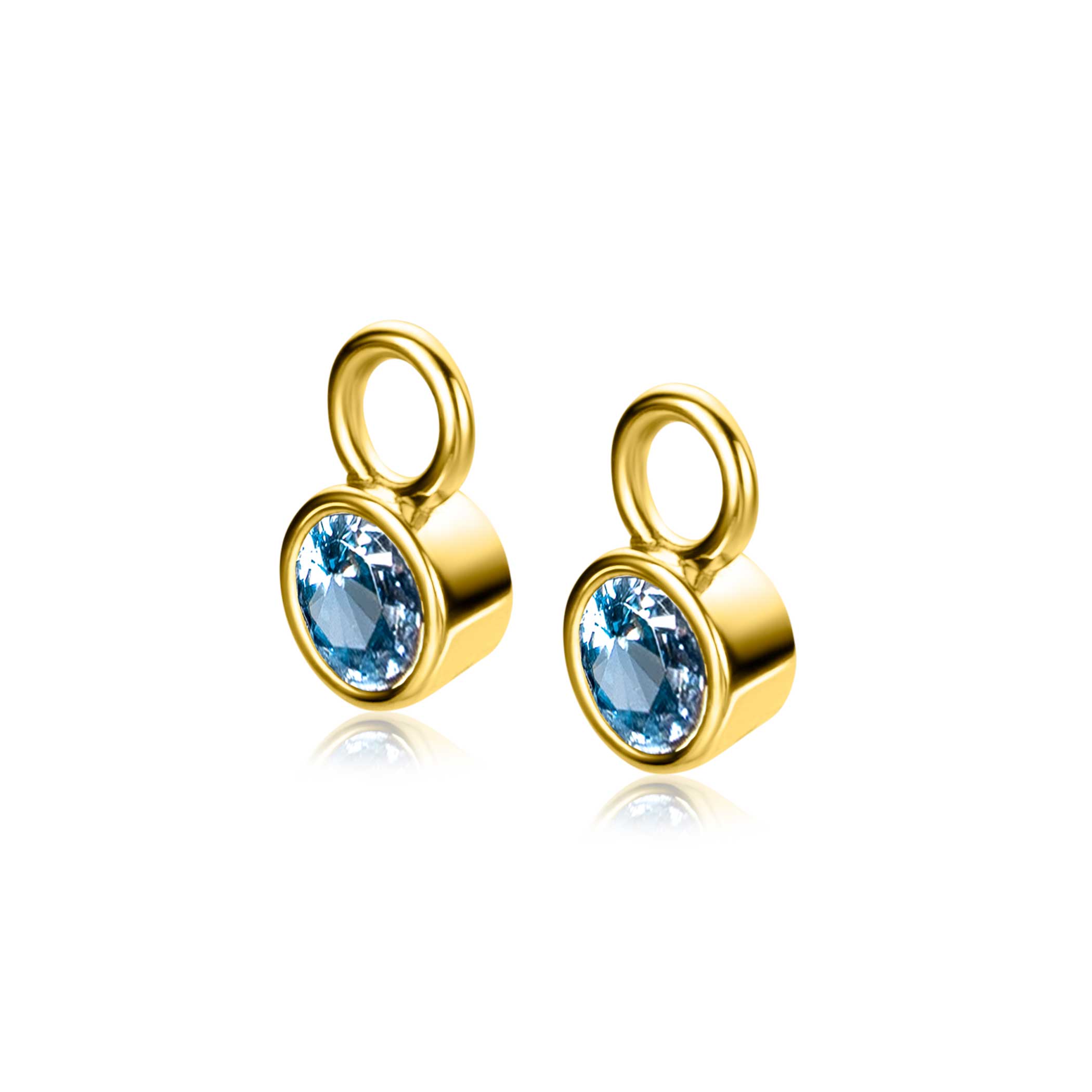 DECEMBER oorbedels gold plated met geboortesteen blauw topaas zirconia (excl. oorringen)
