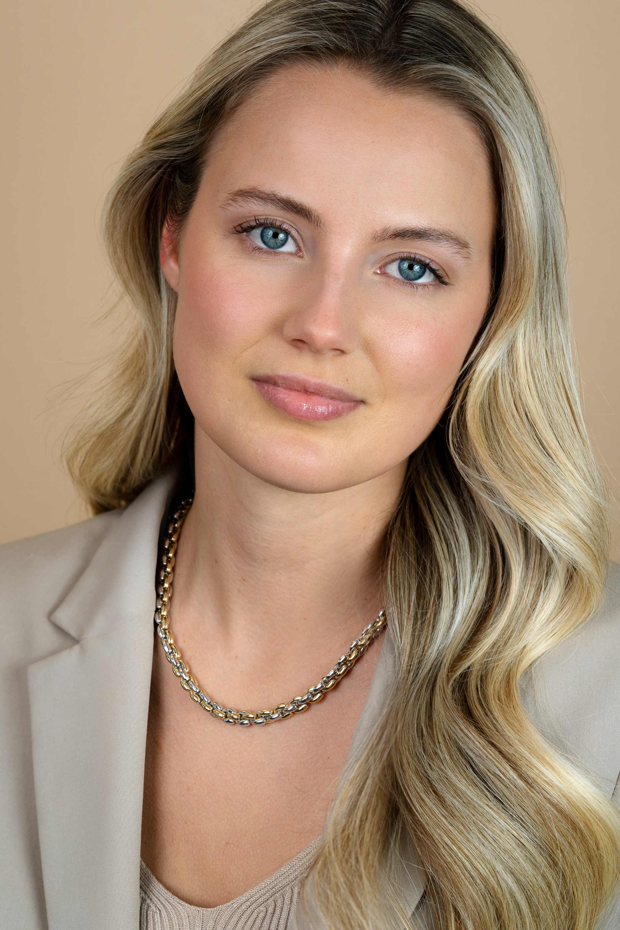 ZINZI zilveren schakelcollier geel verguld 7mm breed 45cm ZIC1290