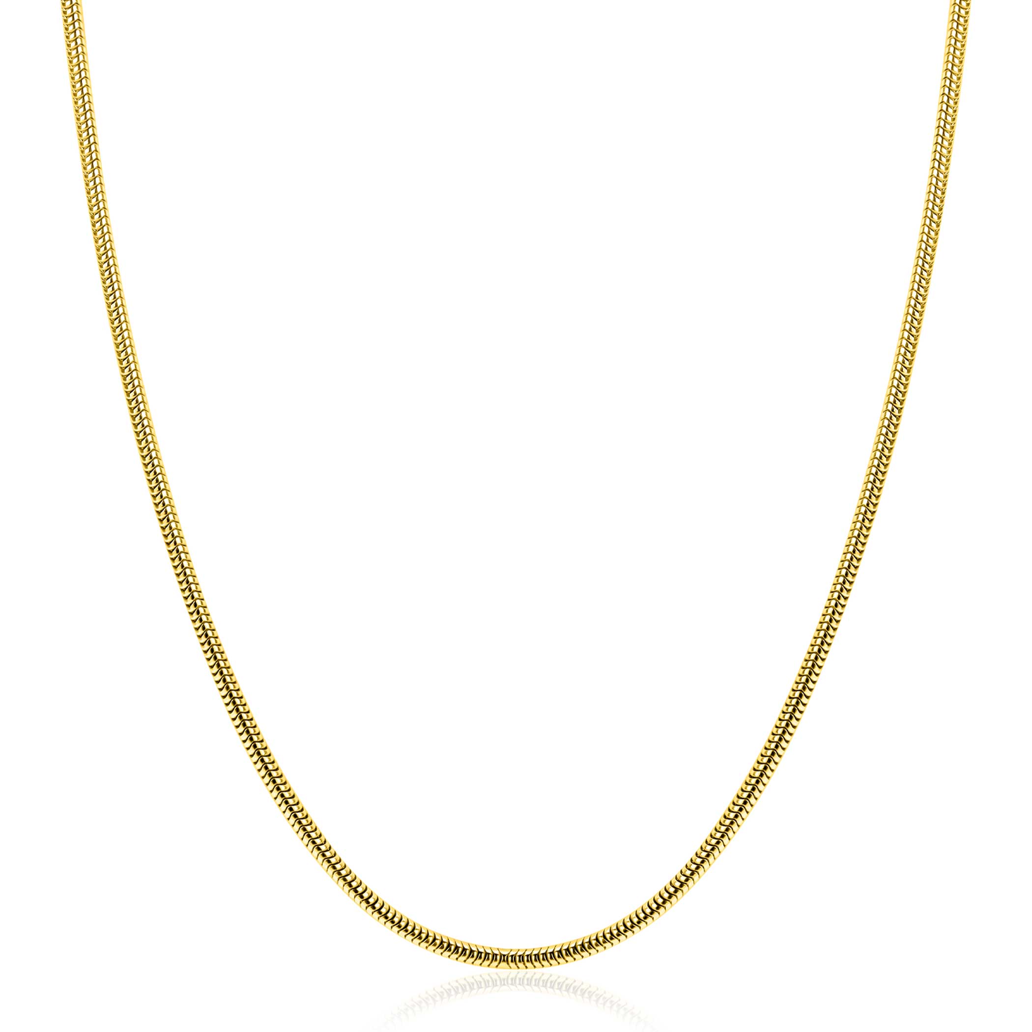 ZINZI gold plated zilveren ronde slangen ketting (2mm breed) 42-45cm ZIC2849G