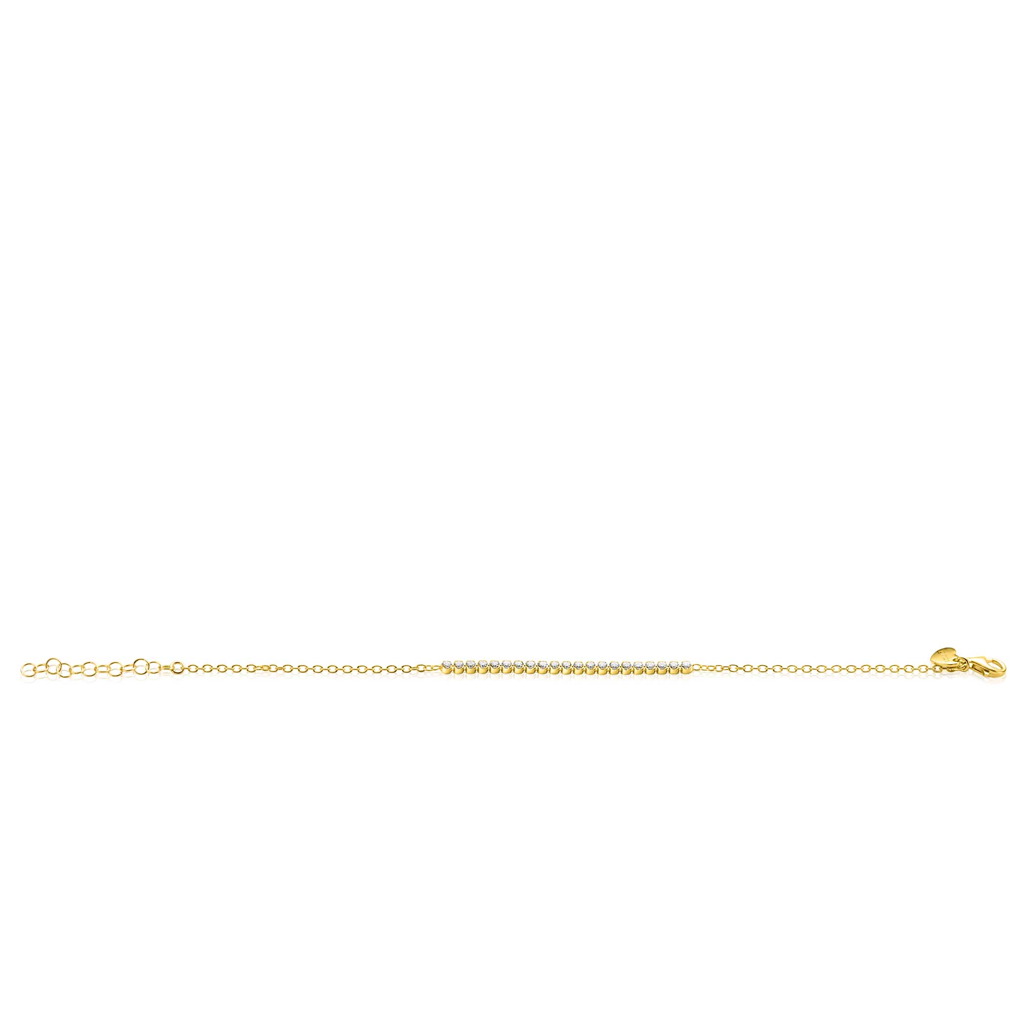 ZINZI gold plated zilveren armband, in het midden bezet met 21 witte zirconia's 16-19cm ZIA2370Y